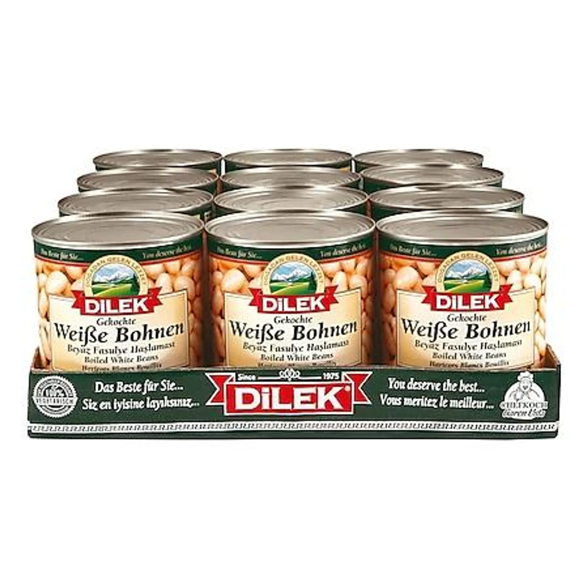 Dilek Weiße Bohnen 480 g Abtropfgewicht, 12er Pack