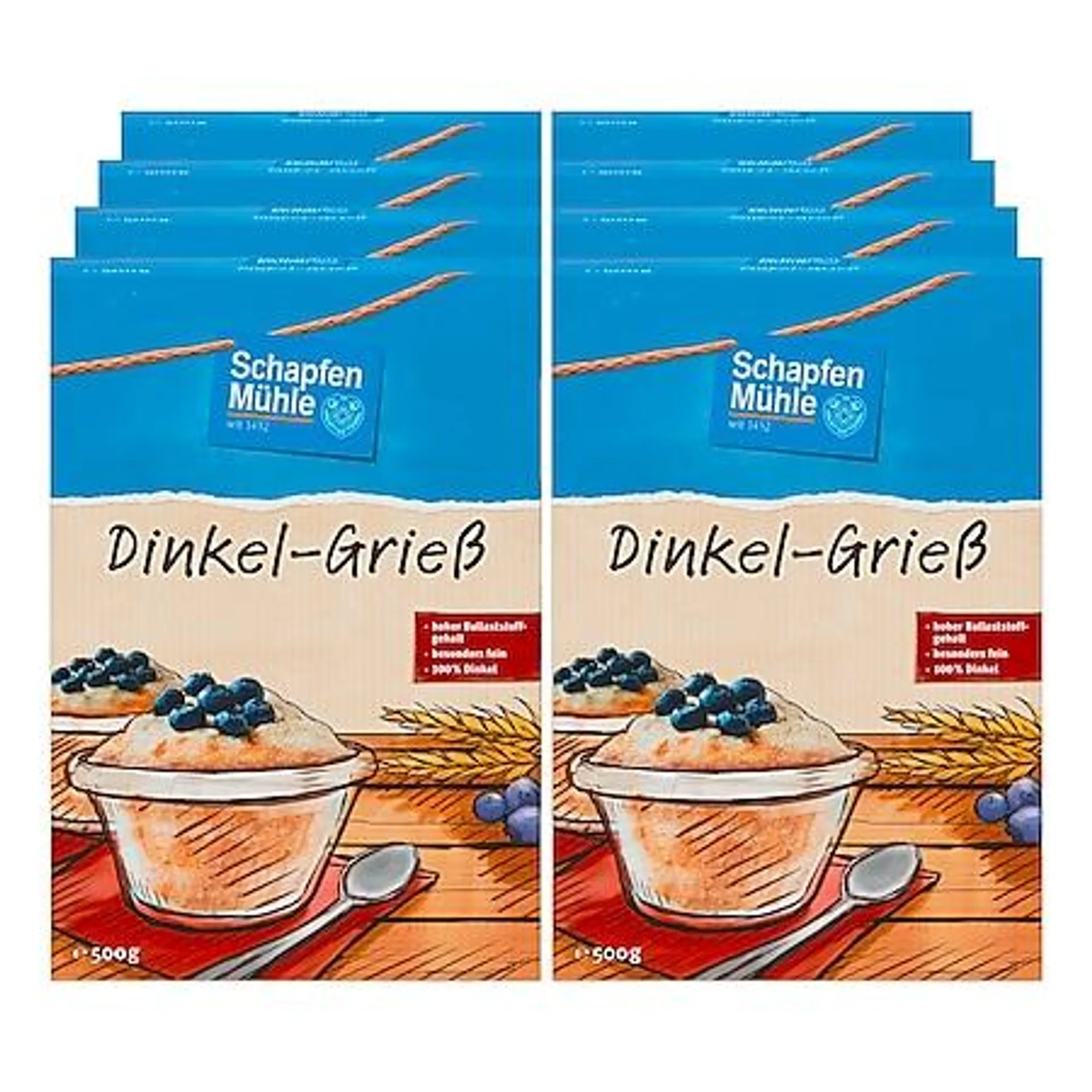 Schapfenmühle Dinkelgrieß 500 g, 8er Pack