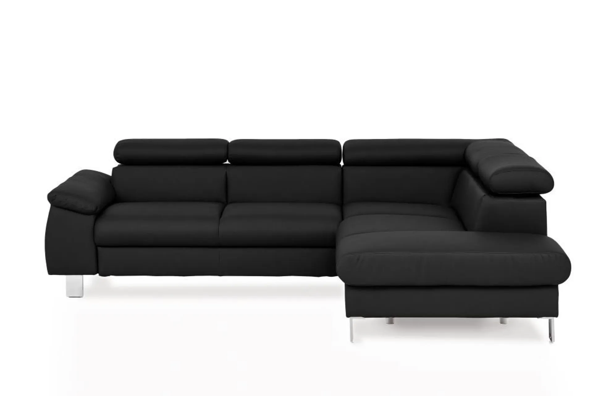 Ecksofa mit Schlaffunktion und Bettkasten Schwarz 207 x 249 cm MICKY