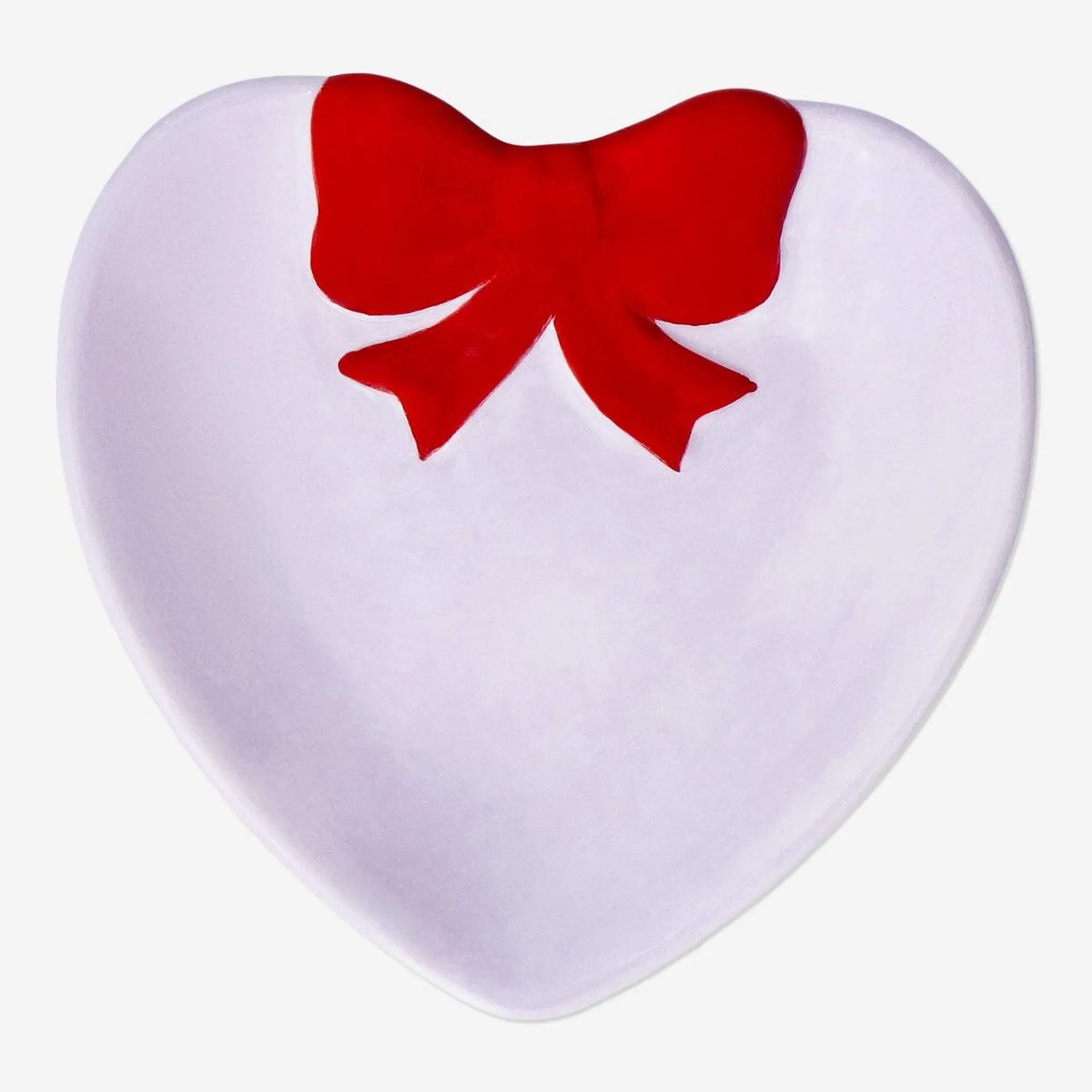 Heart shaped trinket tray with red bow