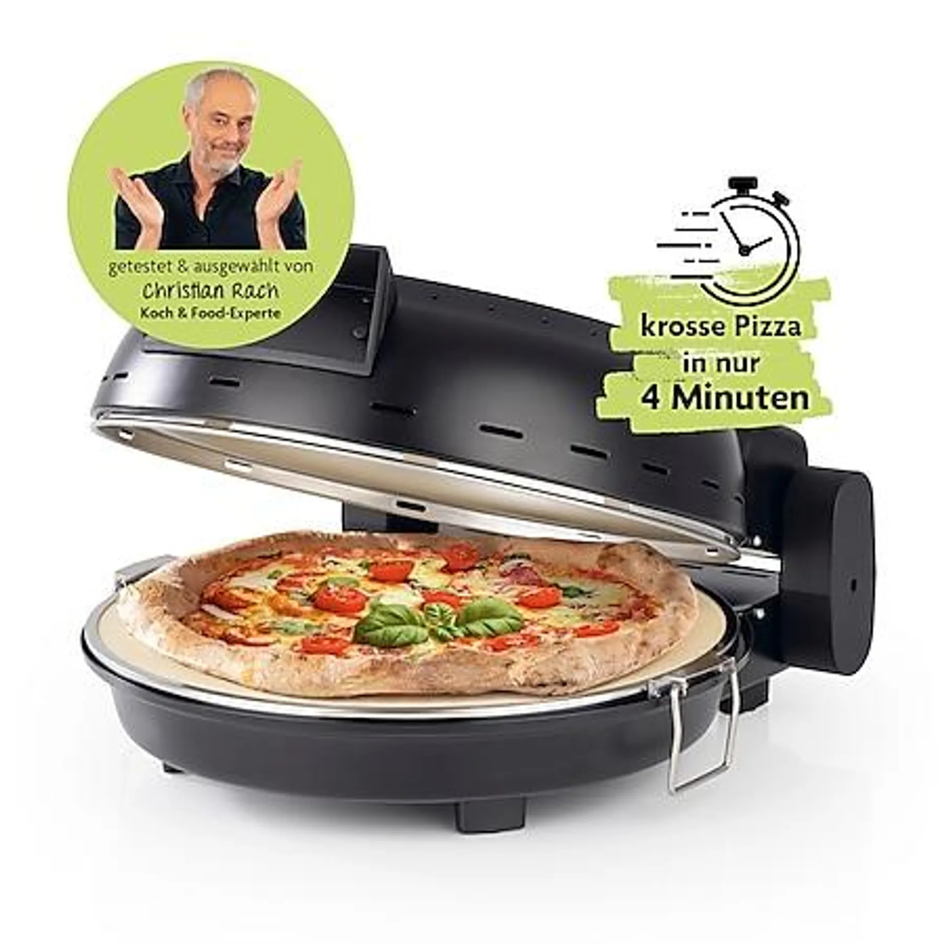 Rachs KOCHWERK Pizza Maker mit Temperatureinstellung 1800W schwarz matt