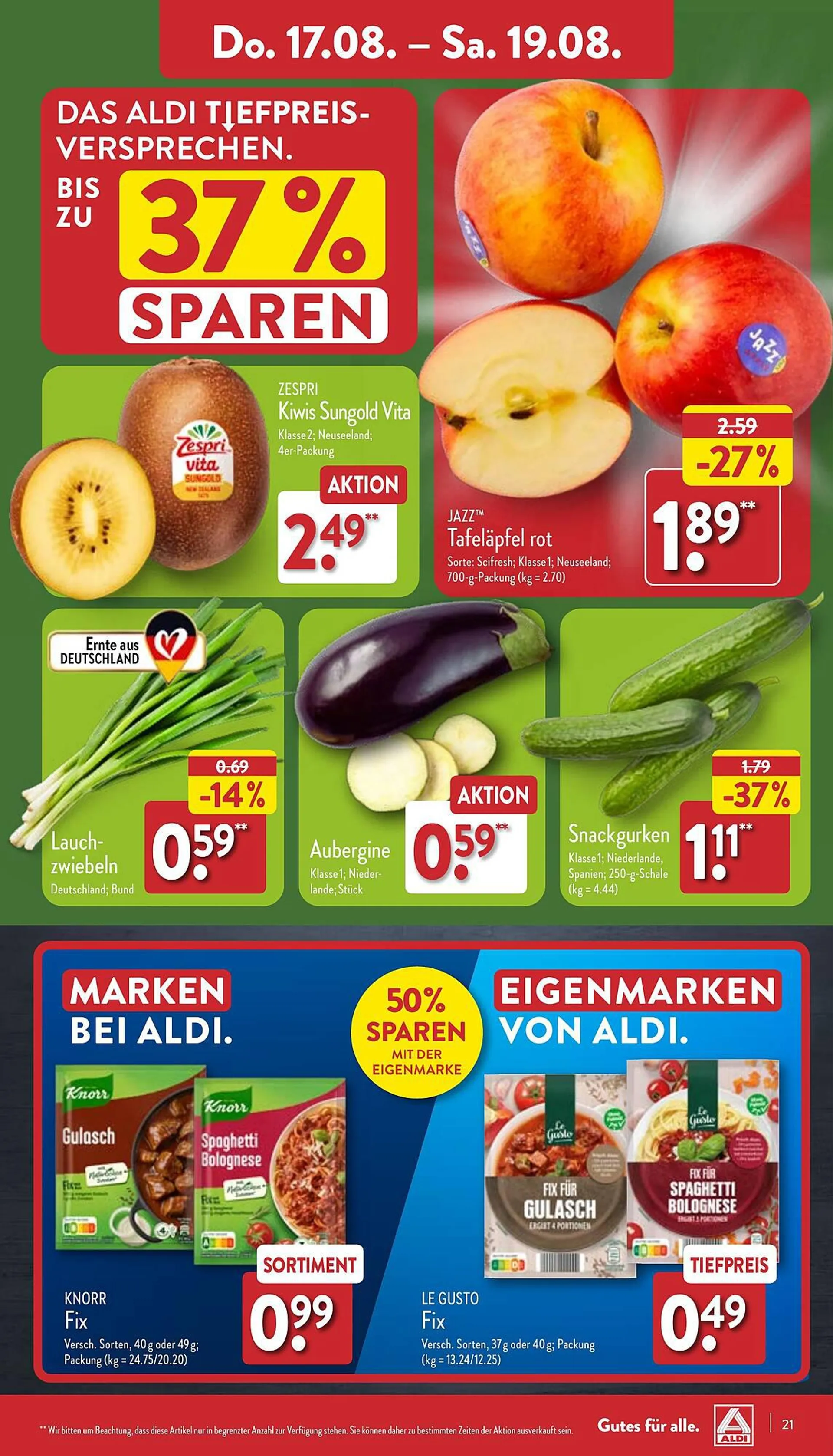 Aldi Nord Prospekt von 14. August bis 19. August 2023 - Prospekt seite 21