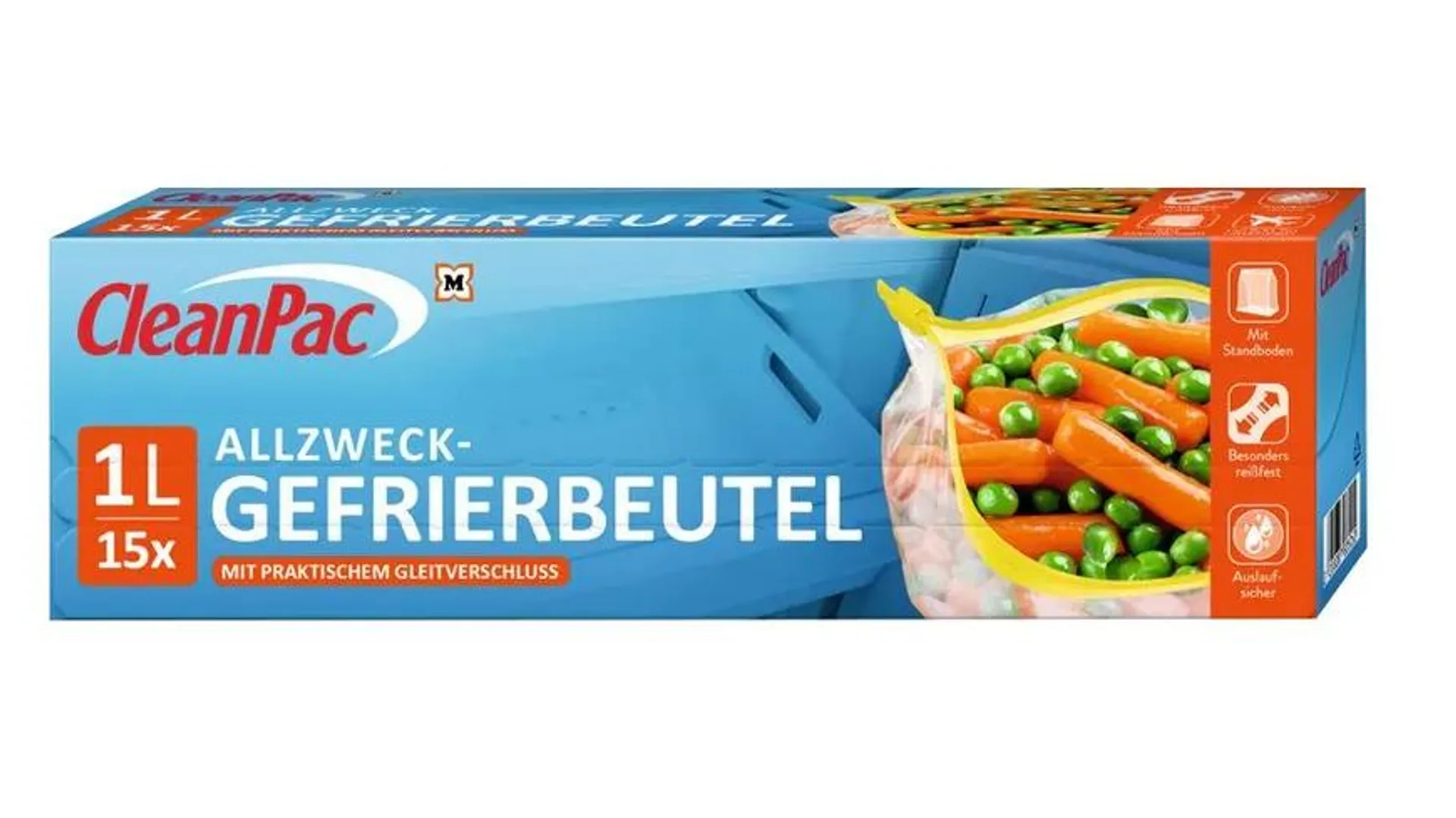 CleanPac Allzweck-Gefrierbeutel mit Gleitverschluss 1 Liter