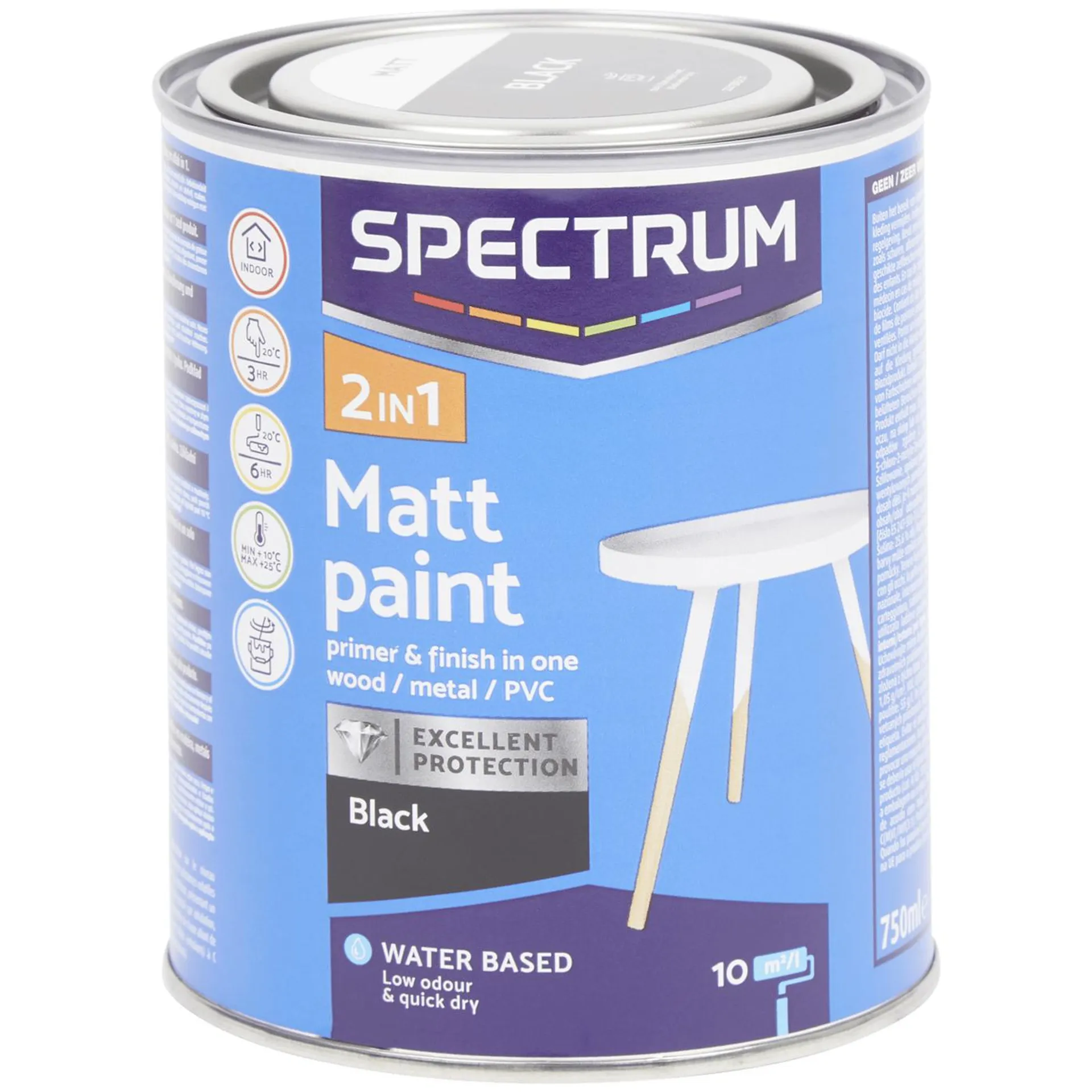 Spectrum 2-in-1 Matter Acryllack Schwarz