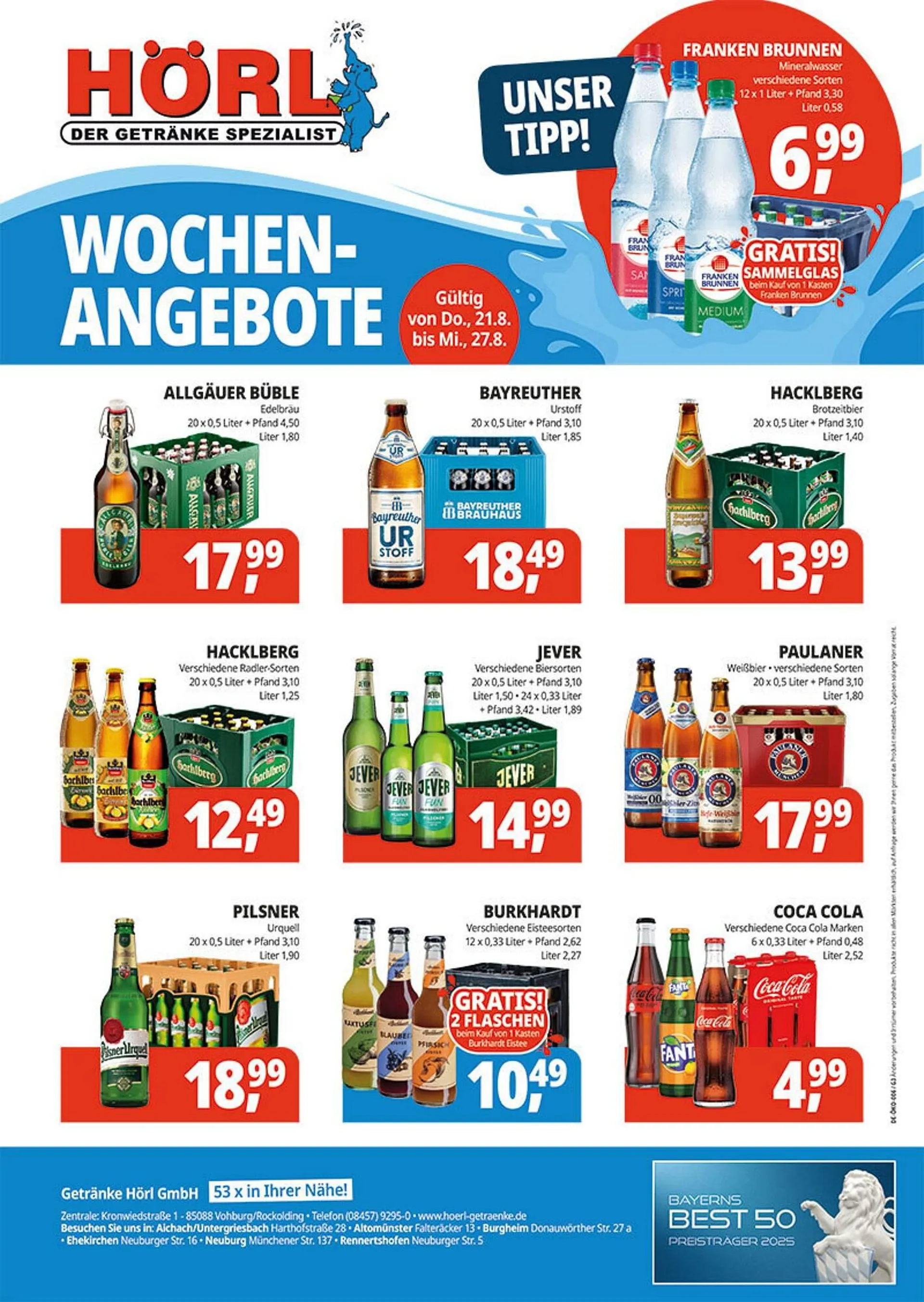 Hörl Getränke Prospekt von 21. August bis 27. August 2025 - Prospekt seite 1