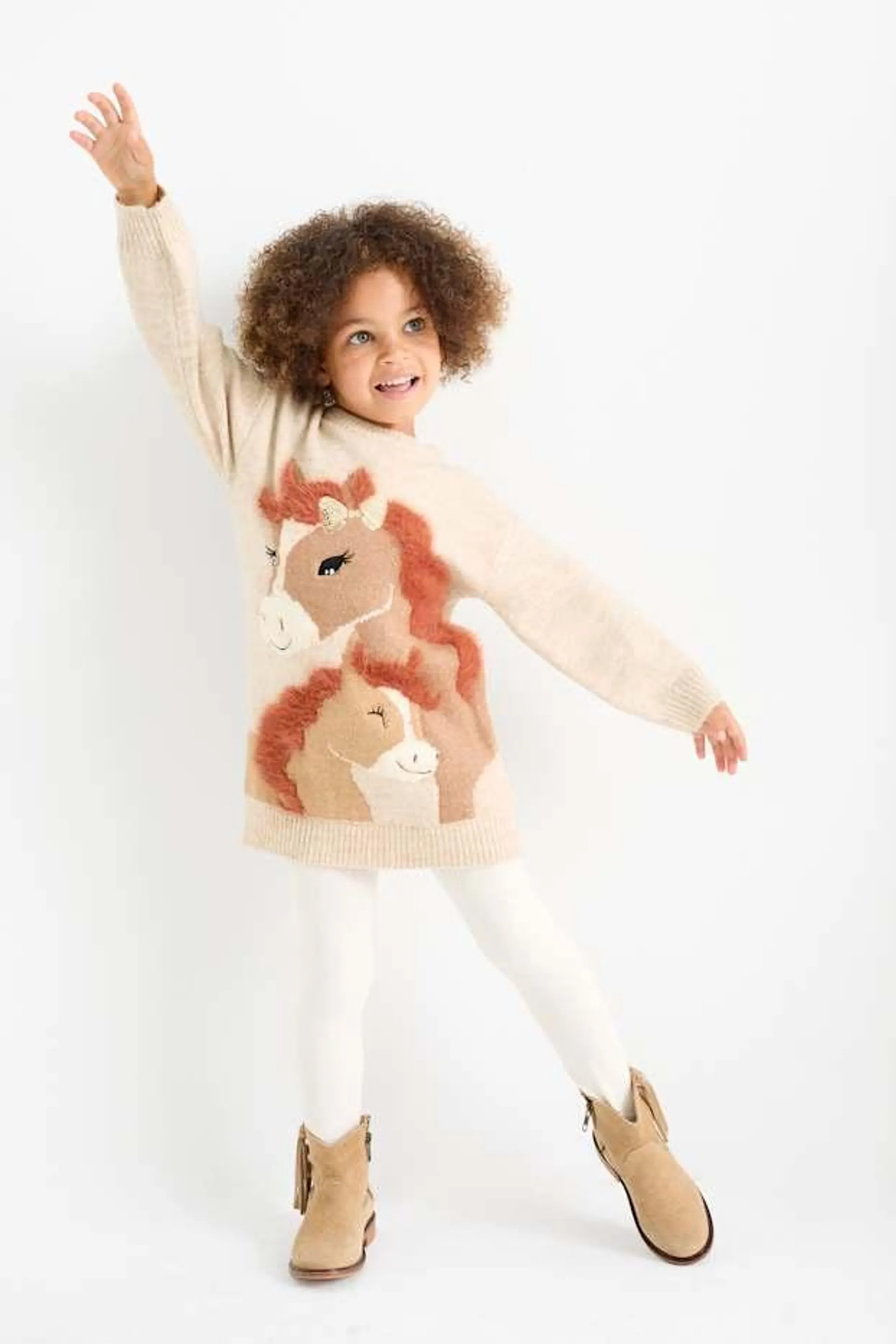 Horse - set - knitted dress and tights - 2 piece