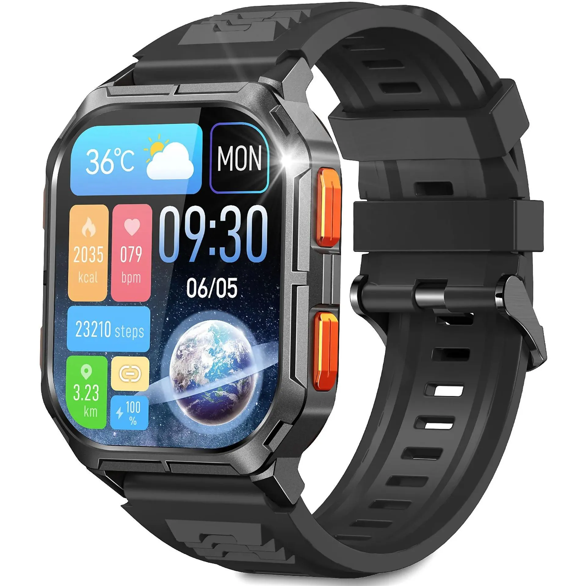 RAYOFI D28 Smartwatch Silikon, 220 mm, Schwarz