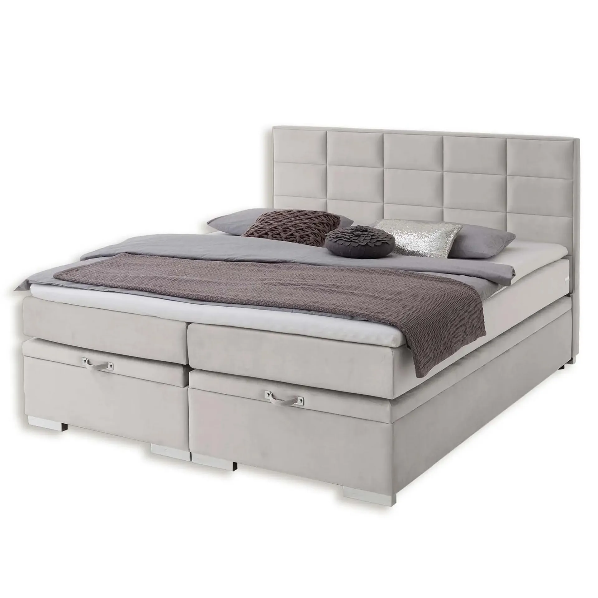 Boxspringbett - silber - H3 - 180x200 cm