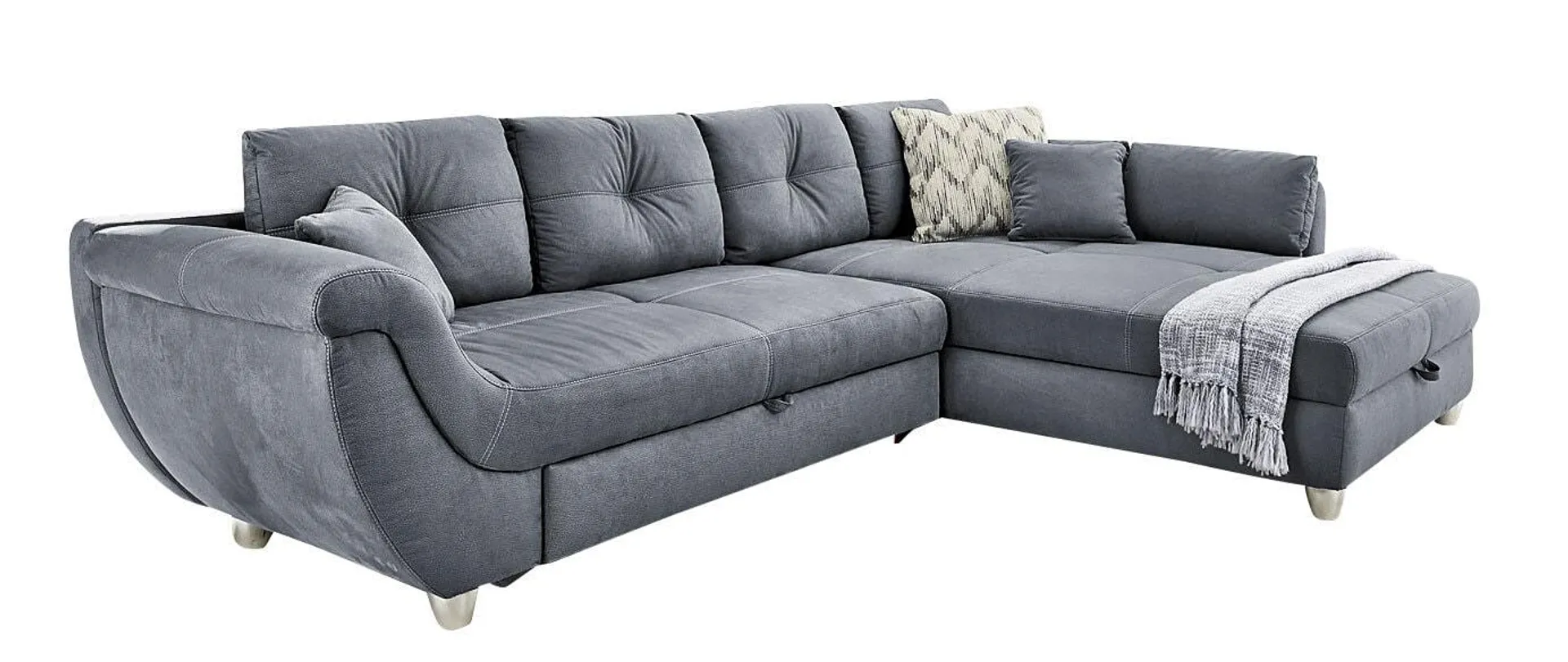 Ecksofa Maranello, Stoff dunkelgrau, ca. 330 x 207 cm