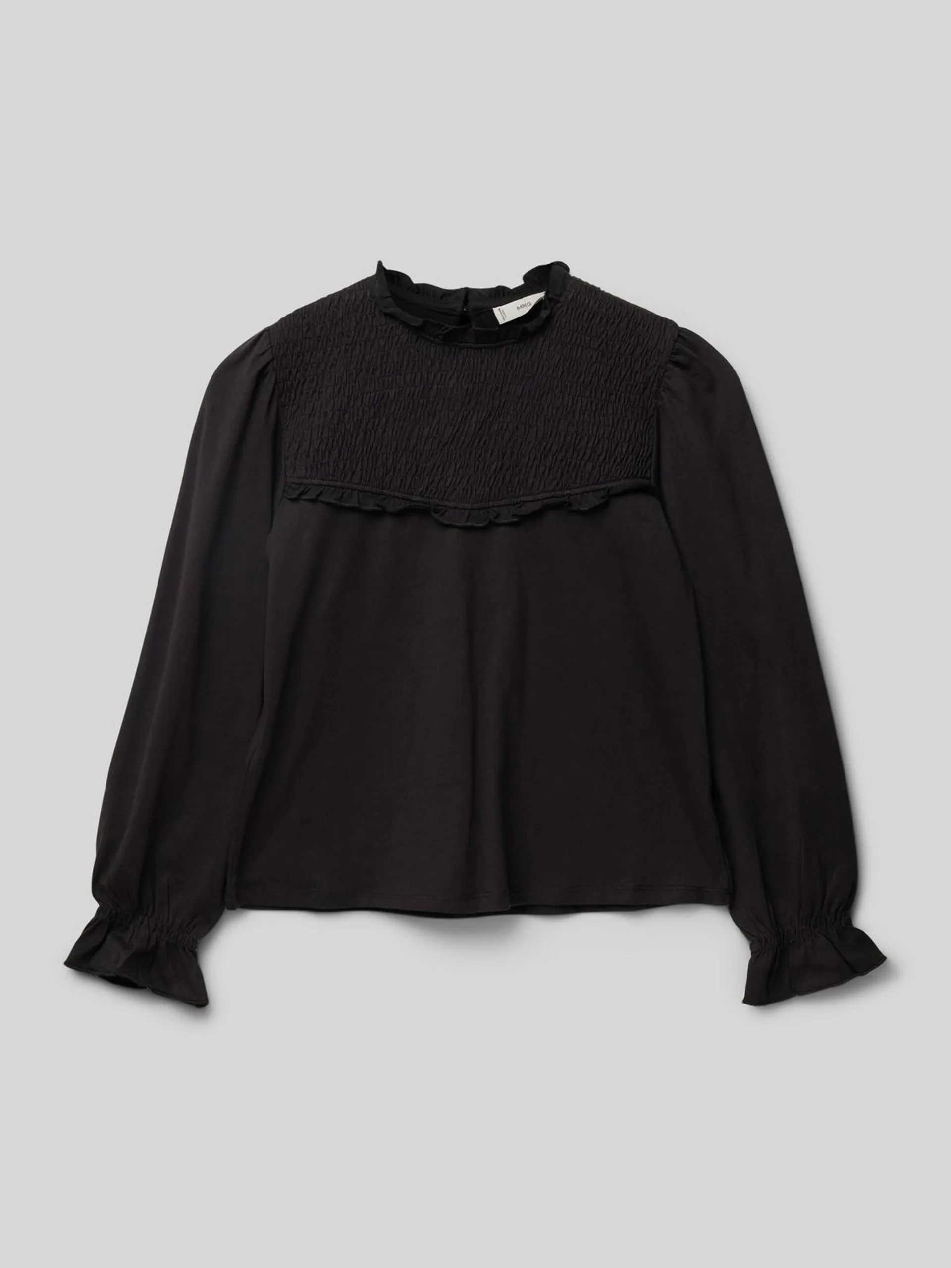 Longsleeve mit Smok-Details Modell 'mixi' in black