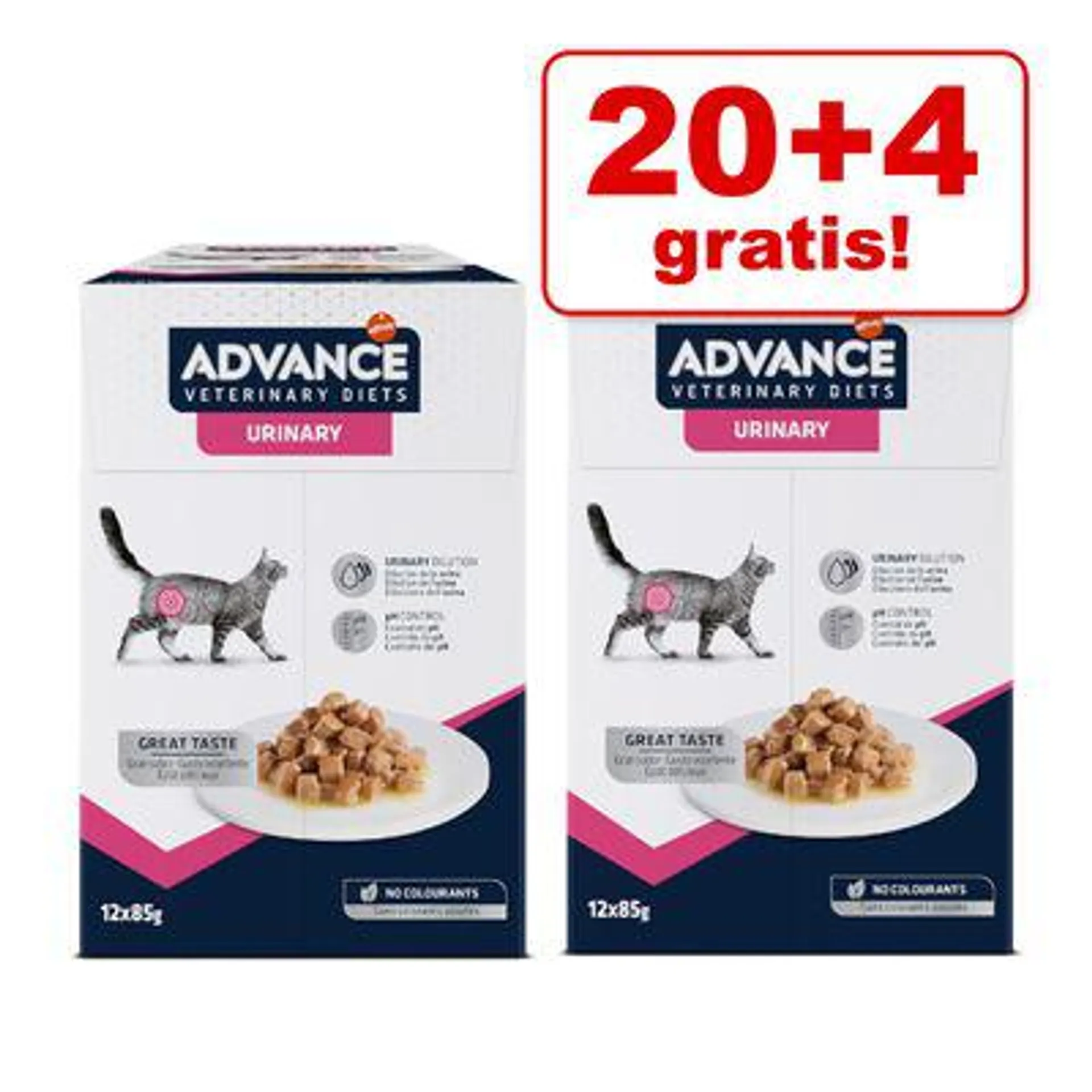 20 + 4 gratis! 24 x 85 g Advance Veterinary Diets Feline