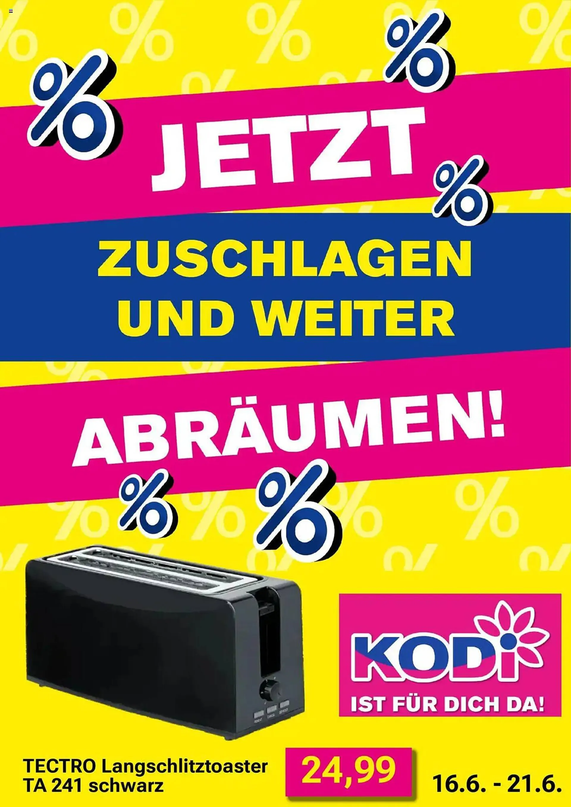 KODi Prospekt von 16. Juni bis 21. Juni 2025 - Prospekt seite 1