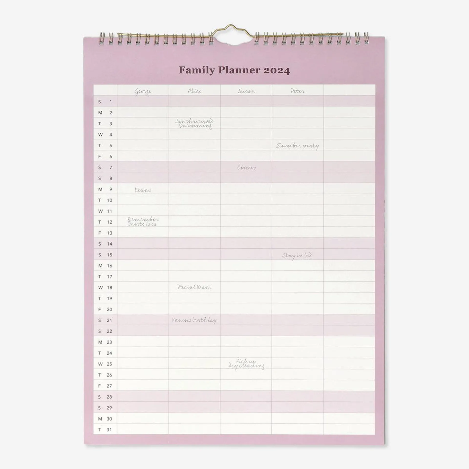 Family planner. For hanging