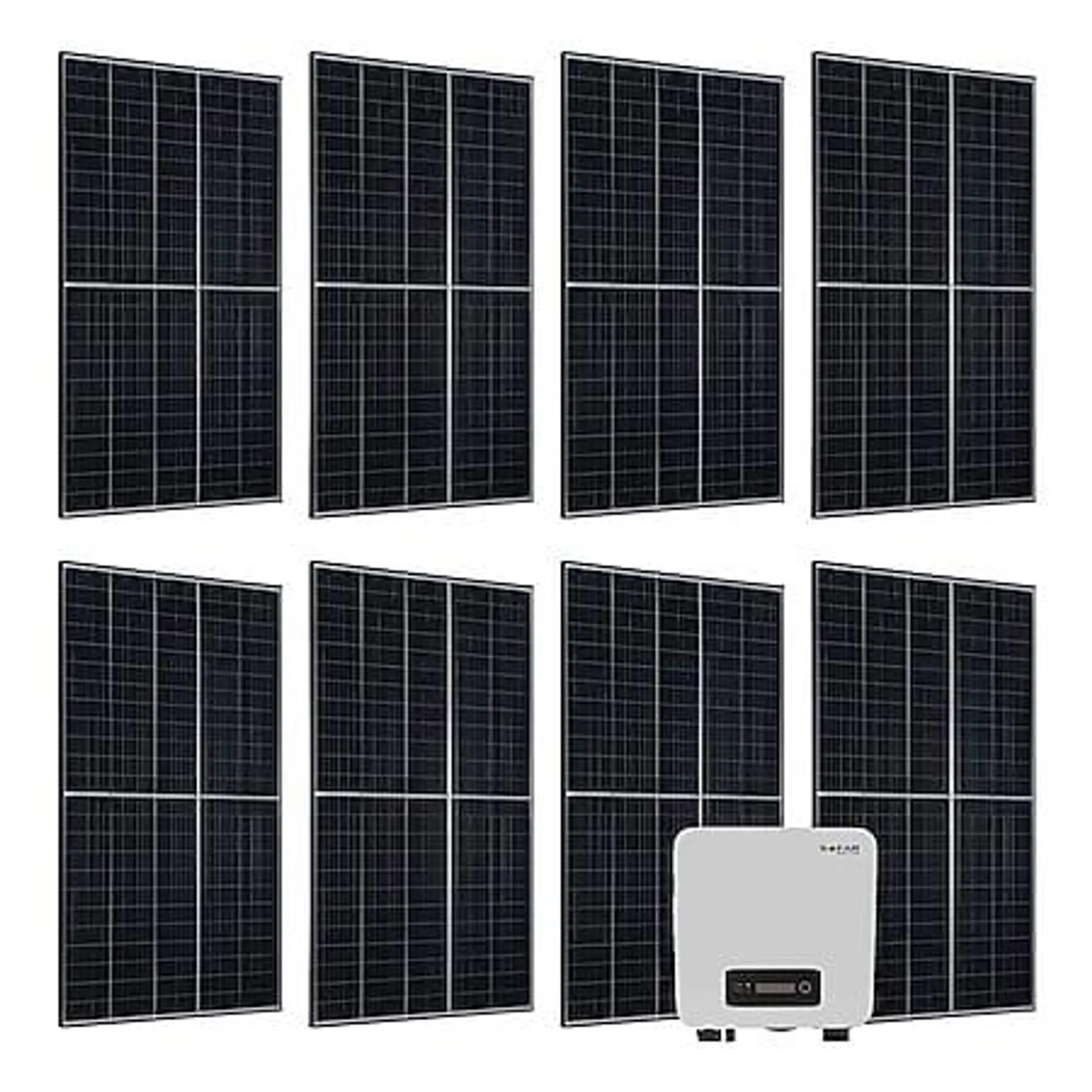 Juskys Solaranlage Set 3000 W Photovoltaik Anlage 8 Solarmodule, Wechselrichter und WLAN