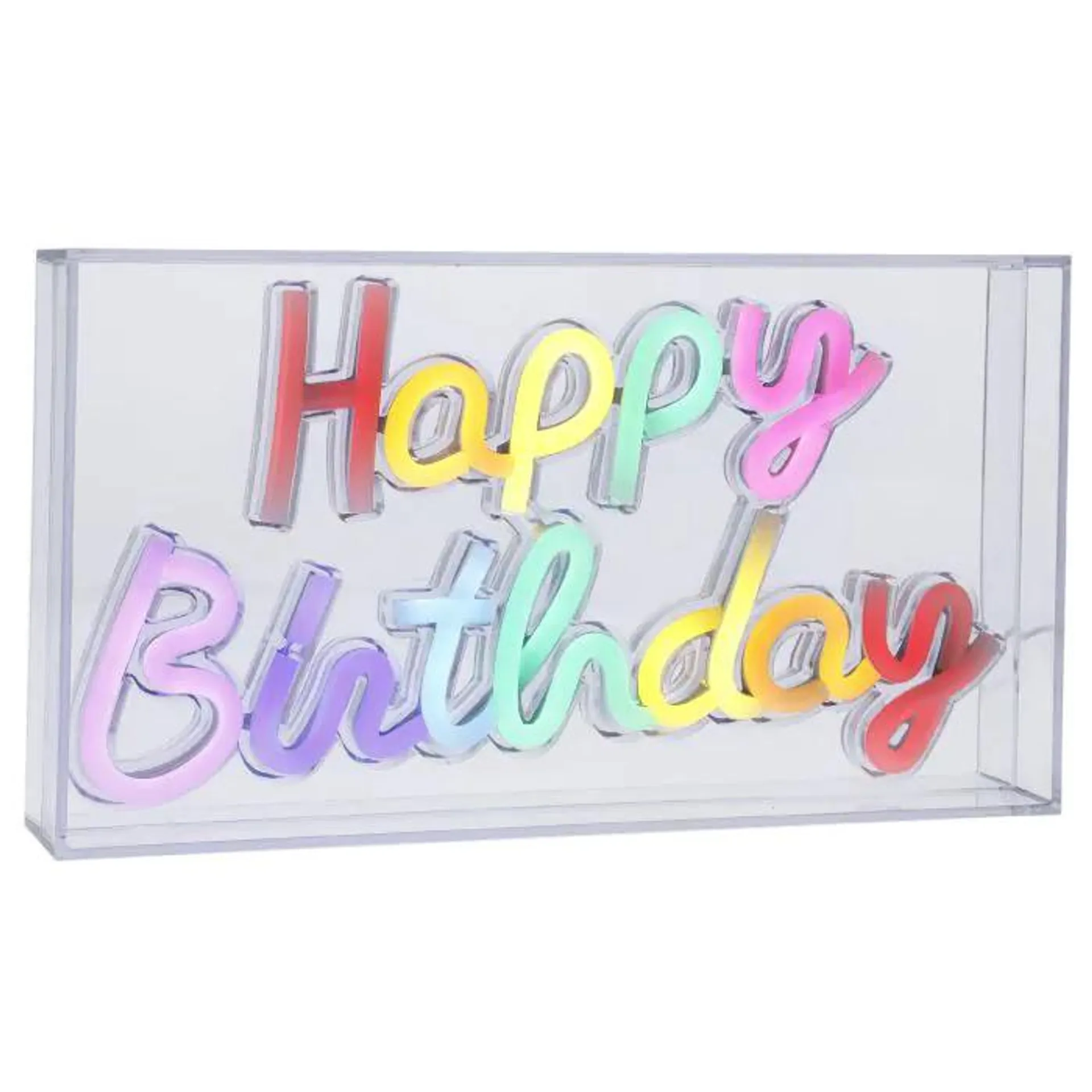 Lichtbox Neon, Happy Birthday, 23 cm