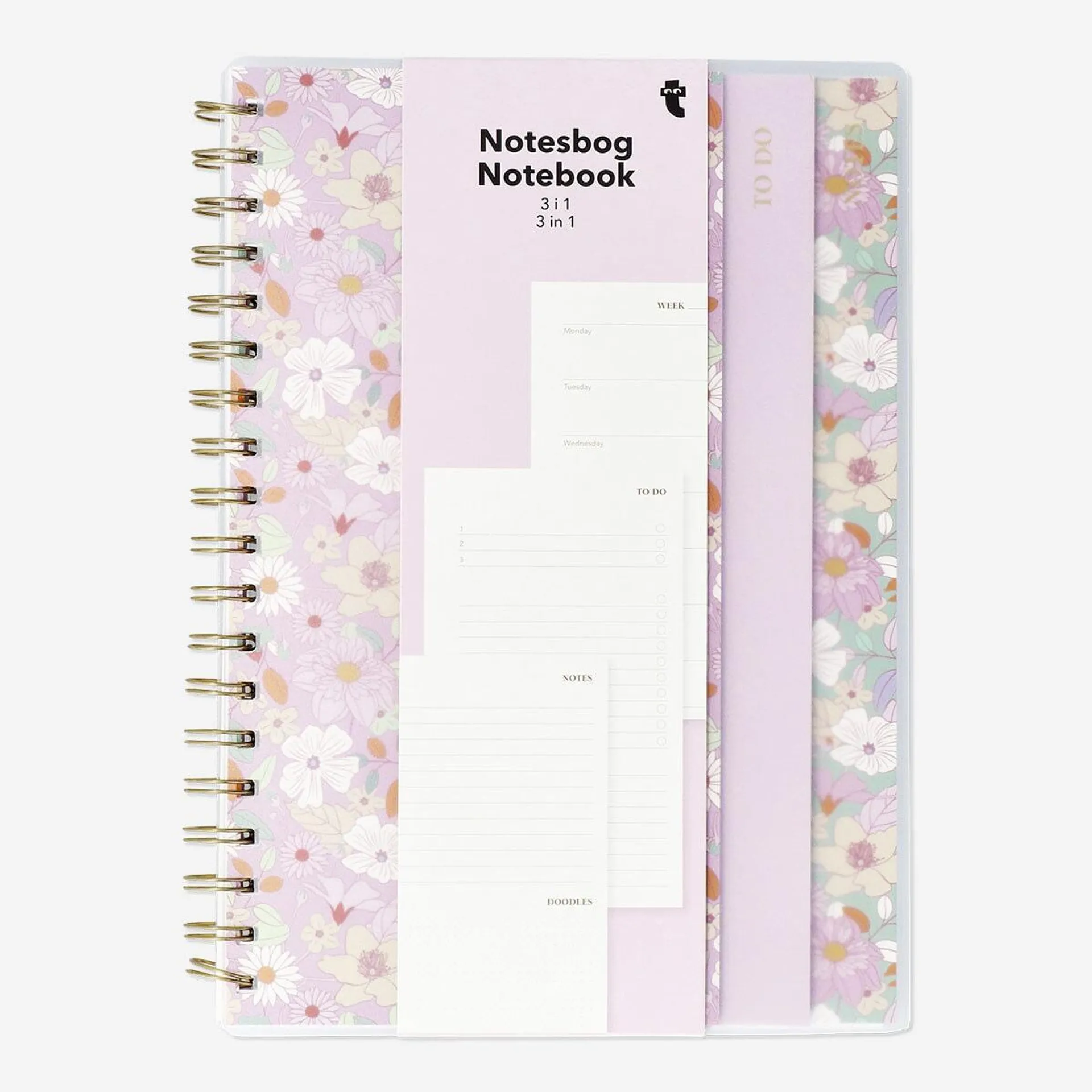 Floral 3-in-1 notebook - English