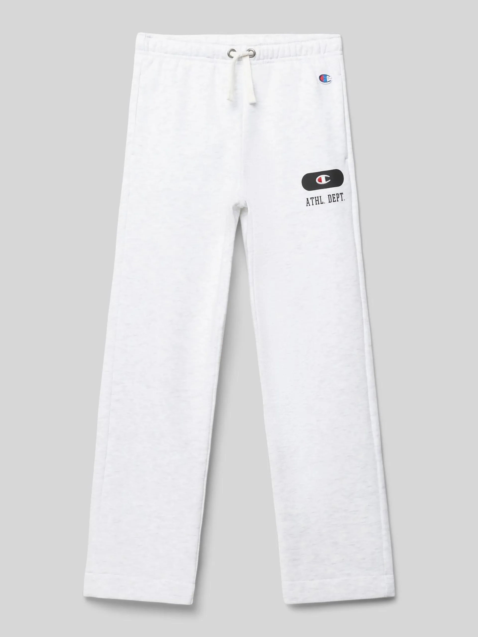 Sweatpants mit Logo-Stitching in ecru melange