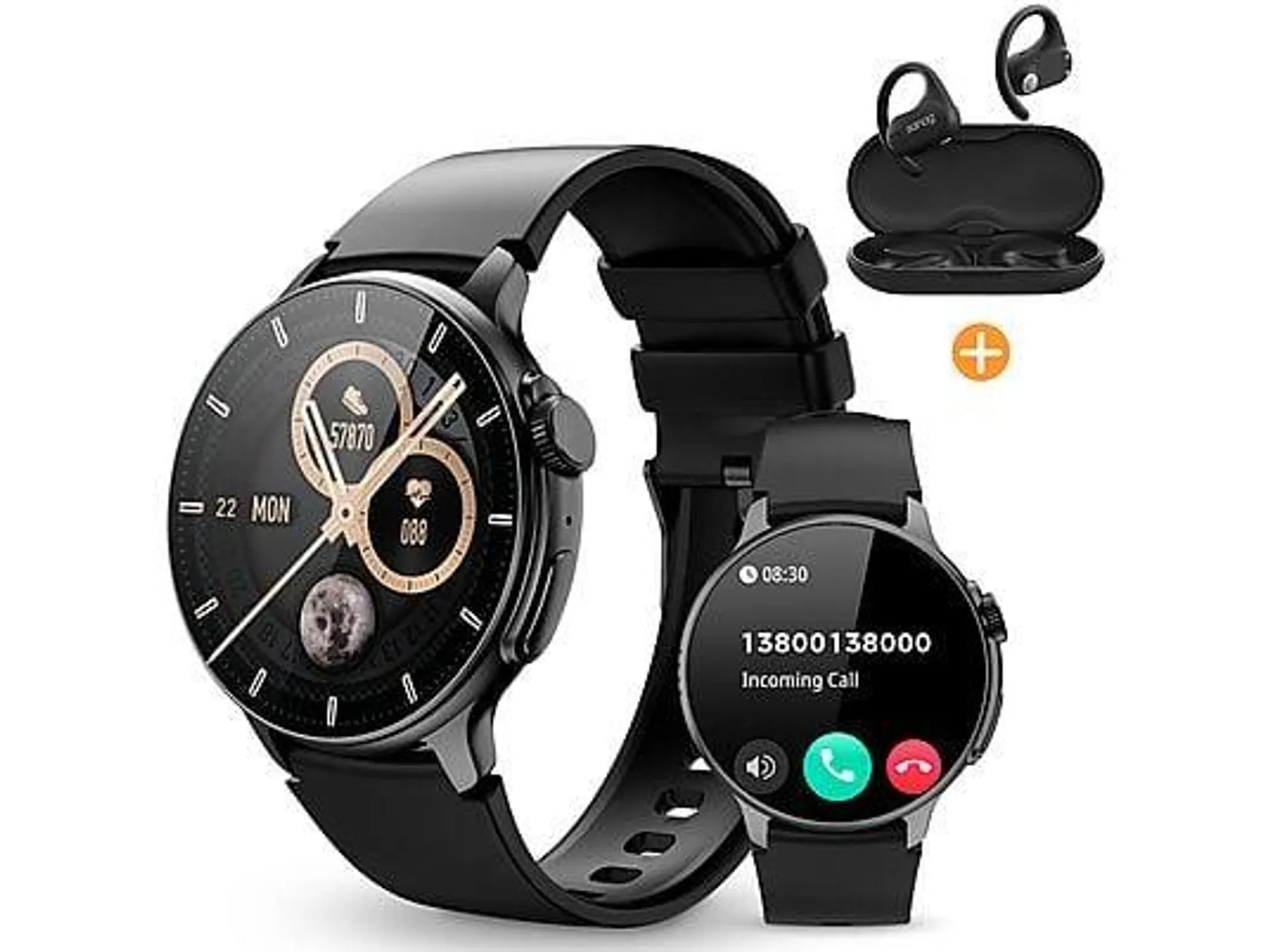 RAYOFI S58 Smartwatch Silikon, 255 mm, Schwarz/Gold/Silver