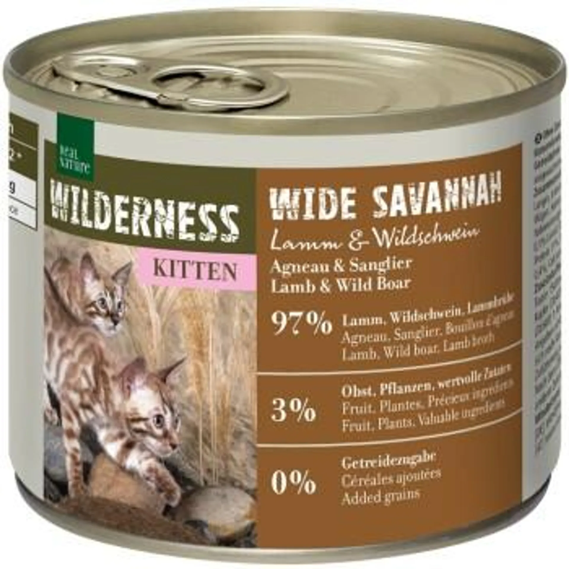 REAL NATURE WILDERNESS Kitten Wide Savannah Lamm & Wildschwein 6x200 g