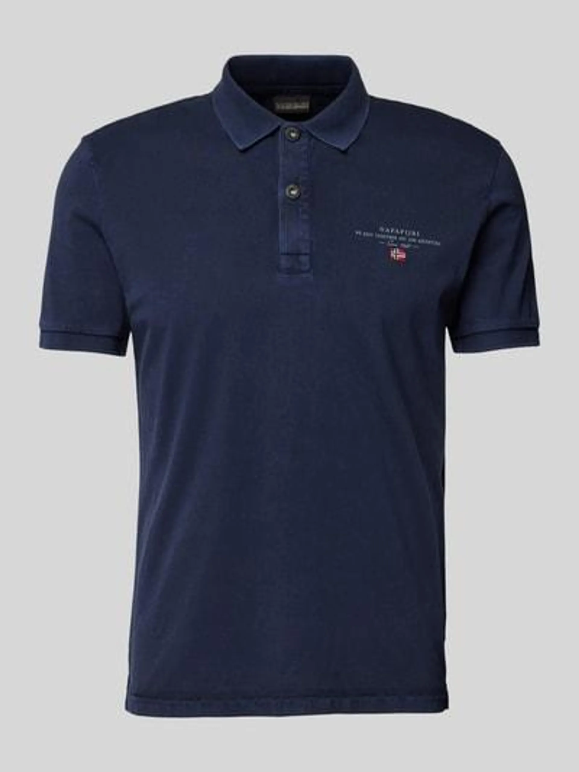 Regular Fit Poloshirt mit Label-Print Modell 'elbas' in marine