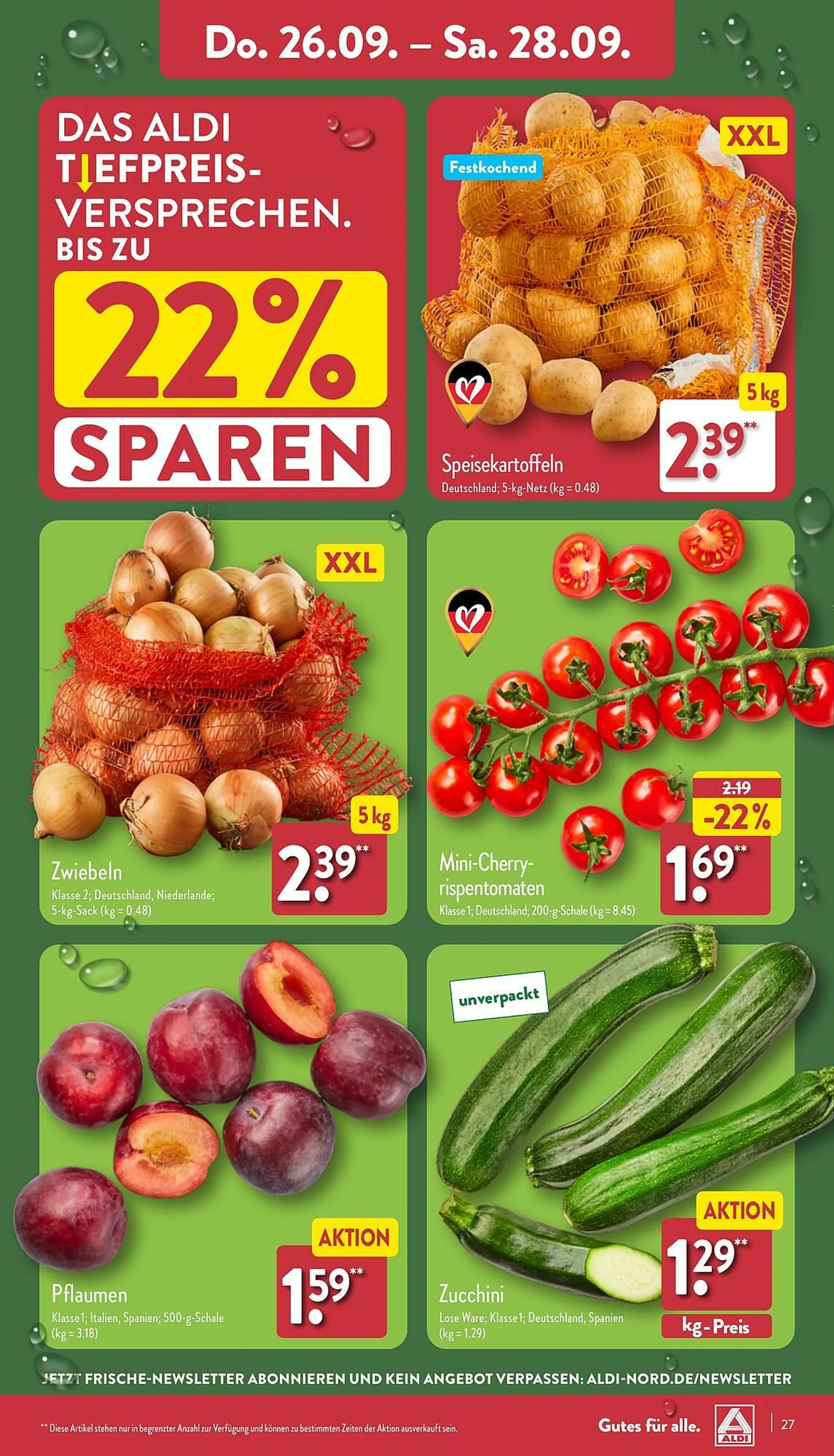 Aldi Nord Prospekt von 23. September bis 28. September 2024 - Prospekt seite 27