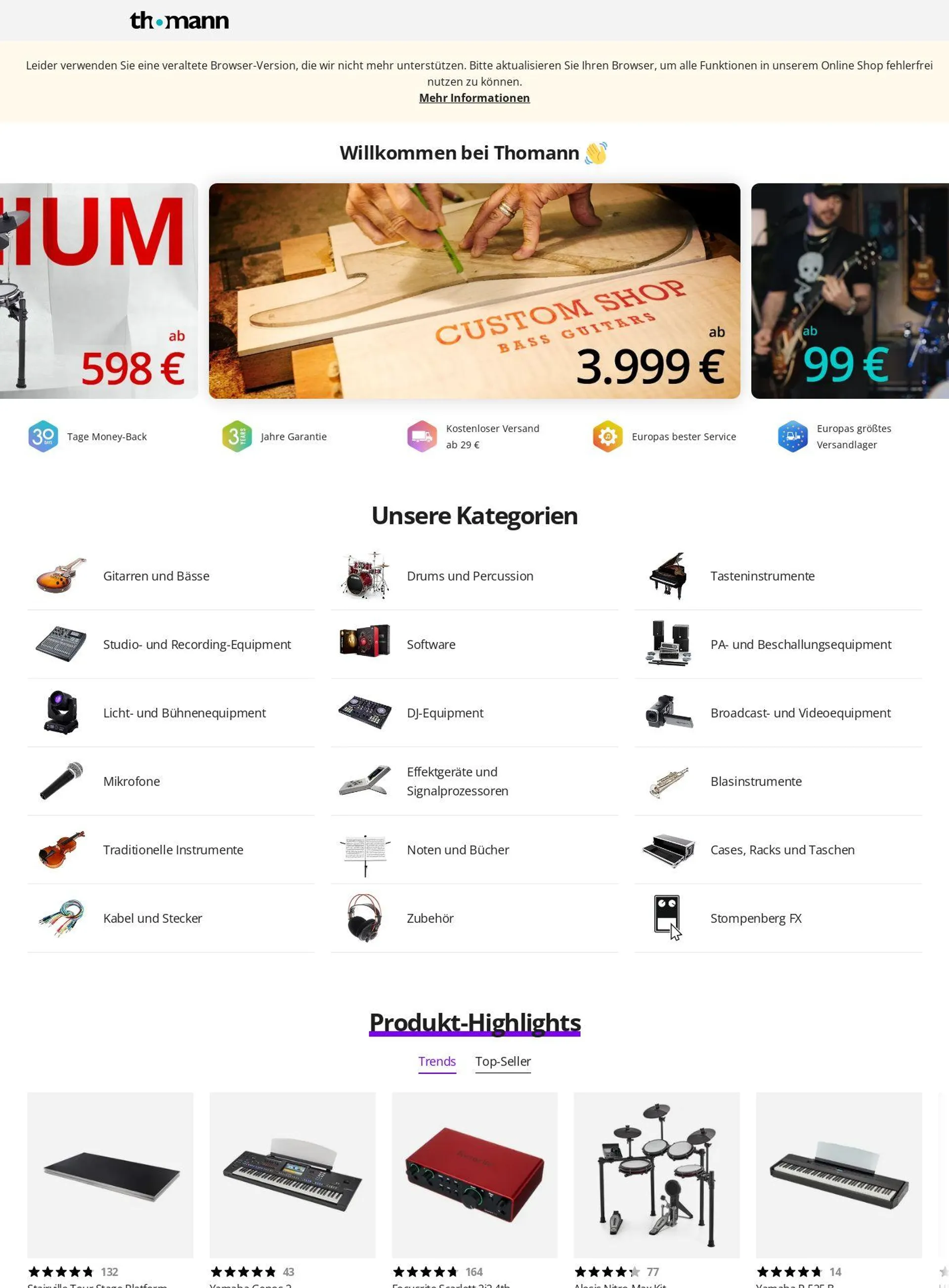 Thomann Aktueller Prospekt von 4. August bis 13. August 2025 - Prospekt seite 1