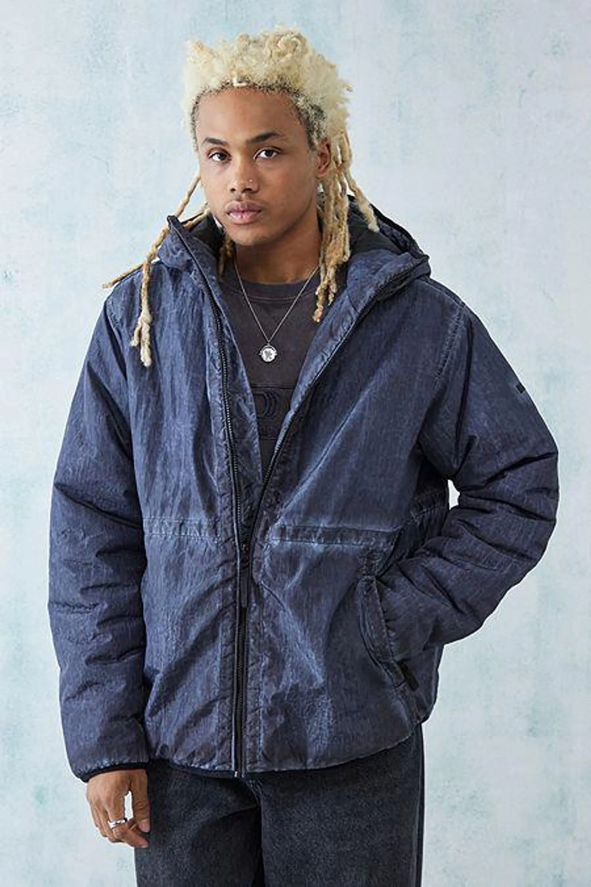 BDG – Jacke in marmorierter Waschung in Marineblau
