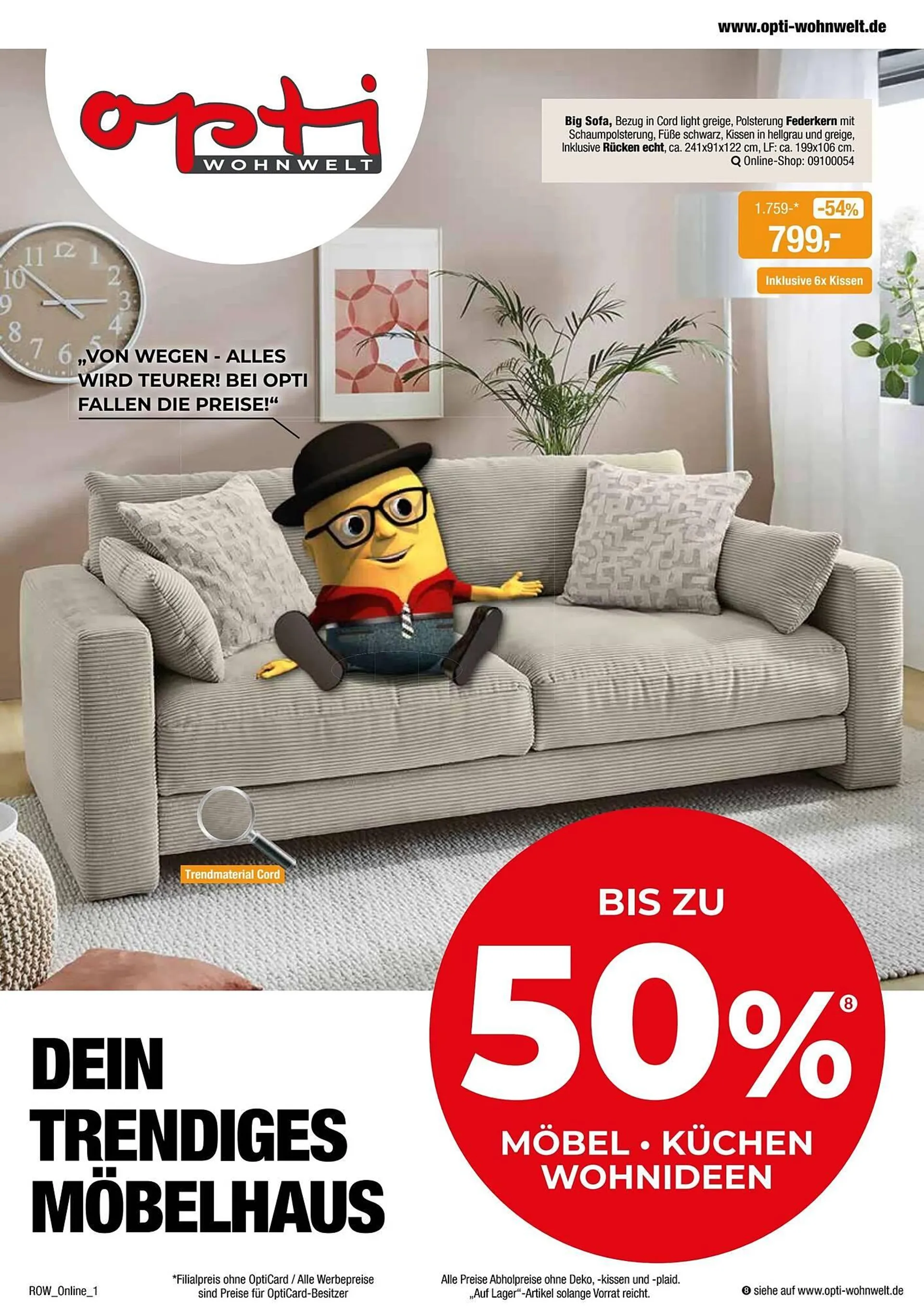 Opti Wohnwelt Prospekt von 13. Juli bis 25. Juli 2025 - Prospekt seite 1