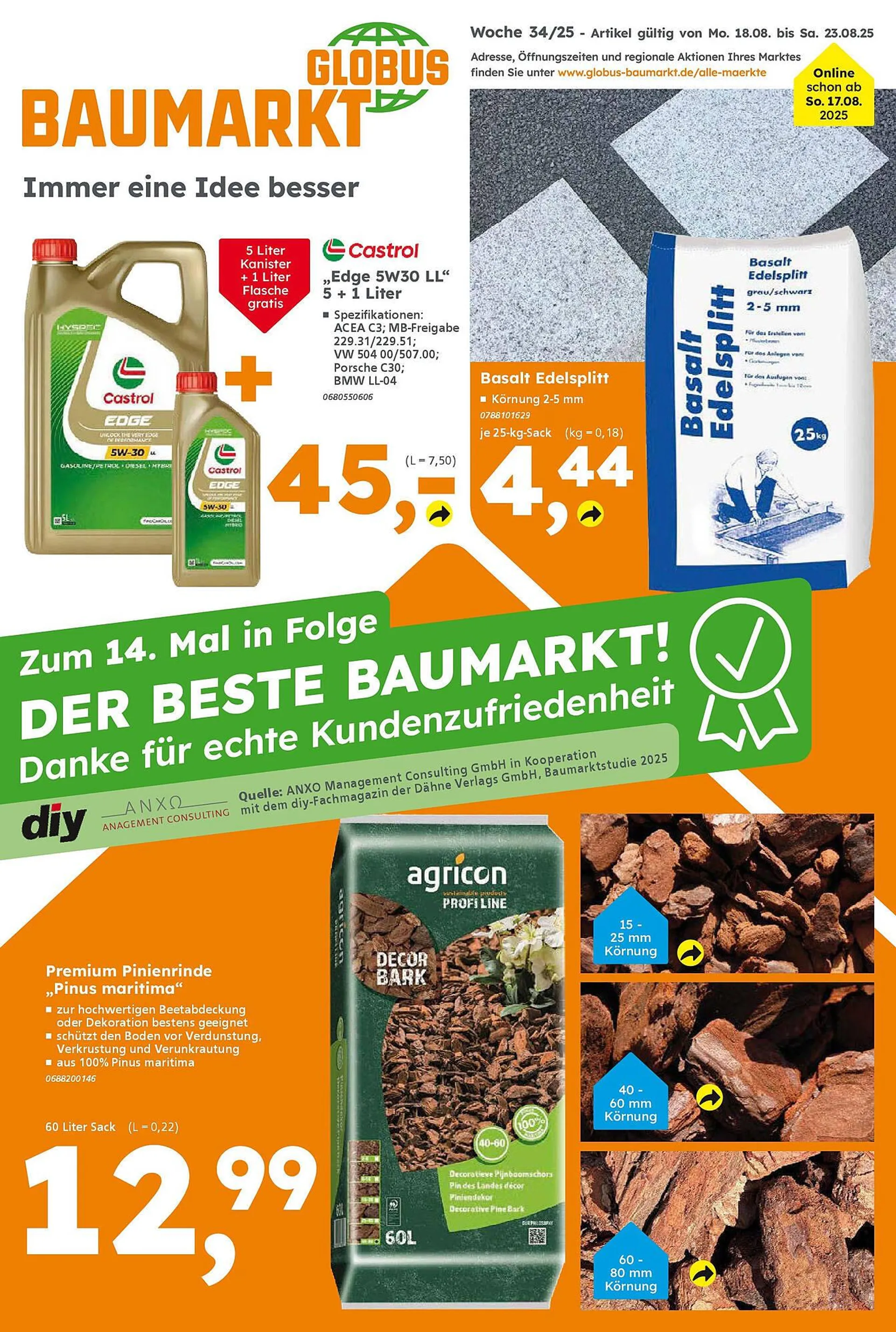 Globus Baumarkt Prospekt von 17. August bis 23. August 2025 - Prospekt seite 1