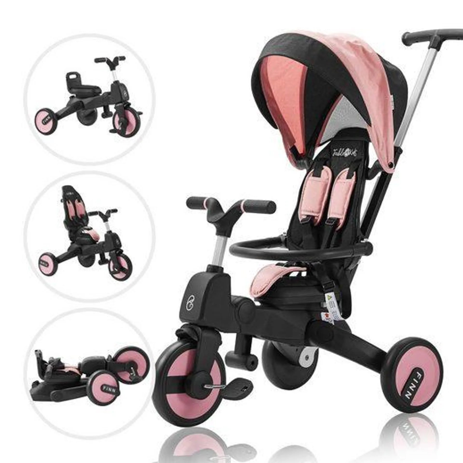 FableKids Dreirad FİNN 7in1 Kinderdreirad Kinder Lenkstange Fahrrad Baby Kinderwagen