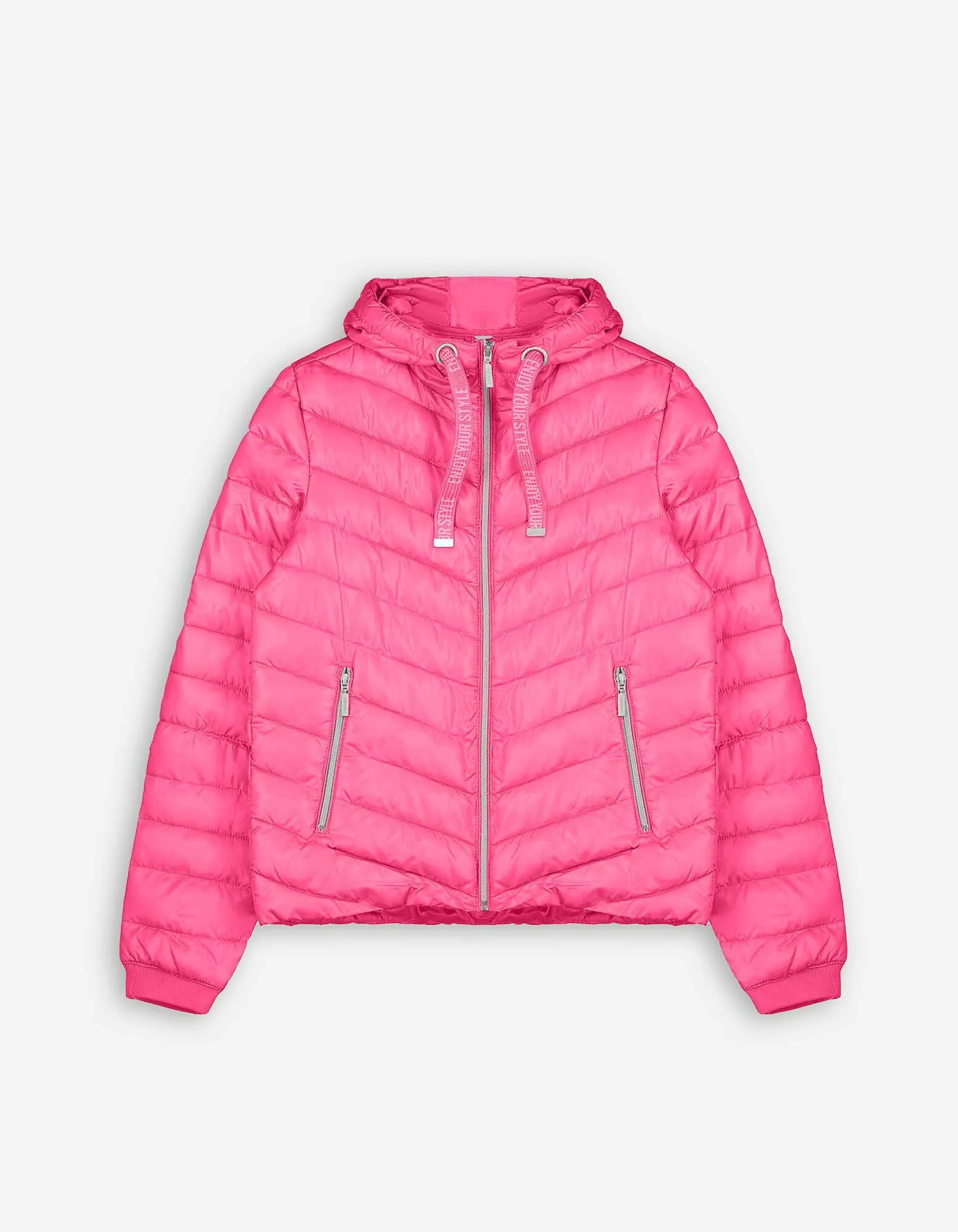 Steppjacke - Kapuze - pink