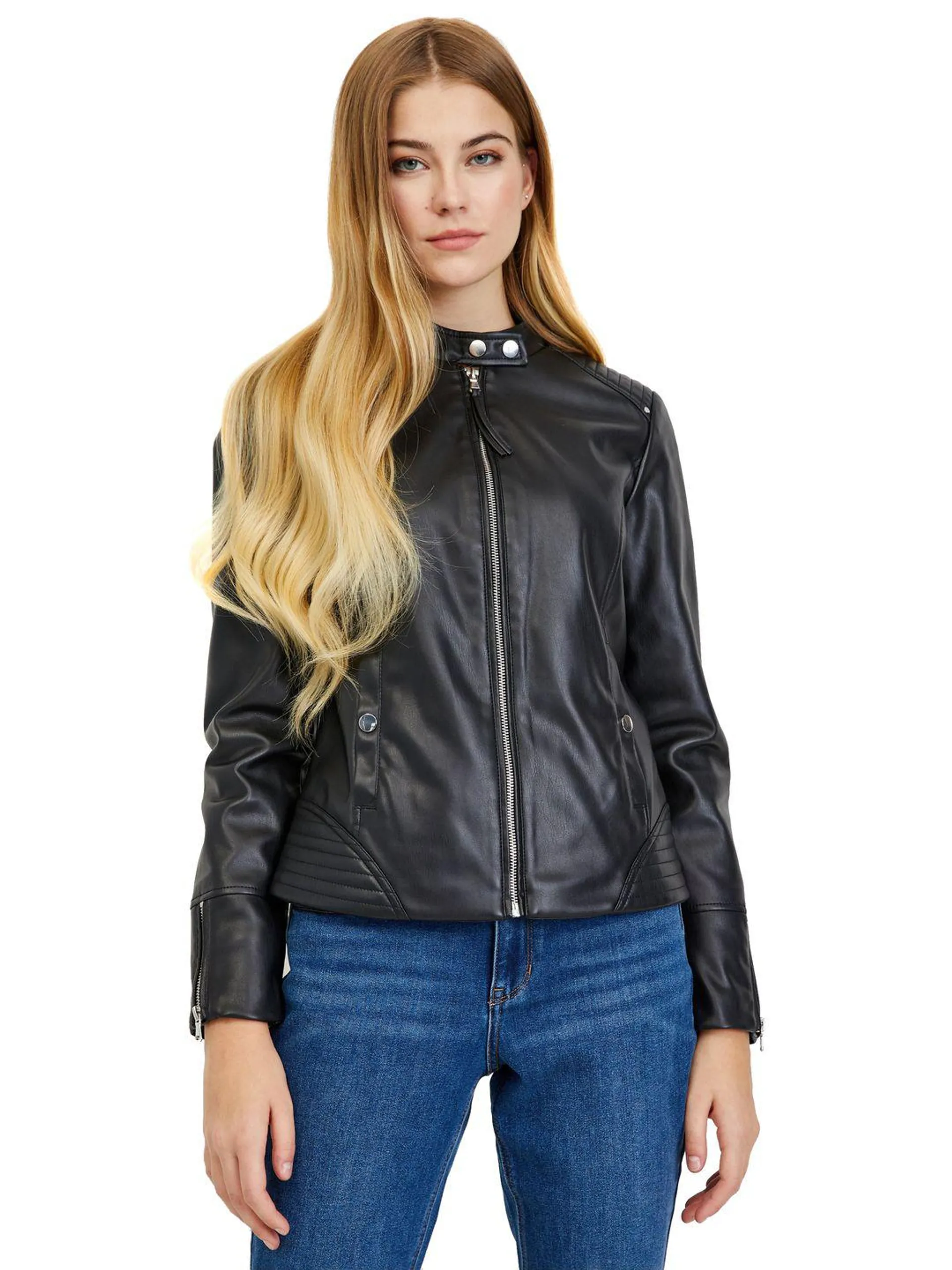 Schwarze Damen Kunstlederjacke ORSAY