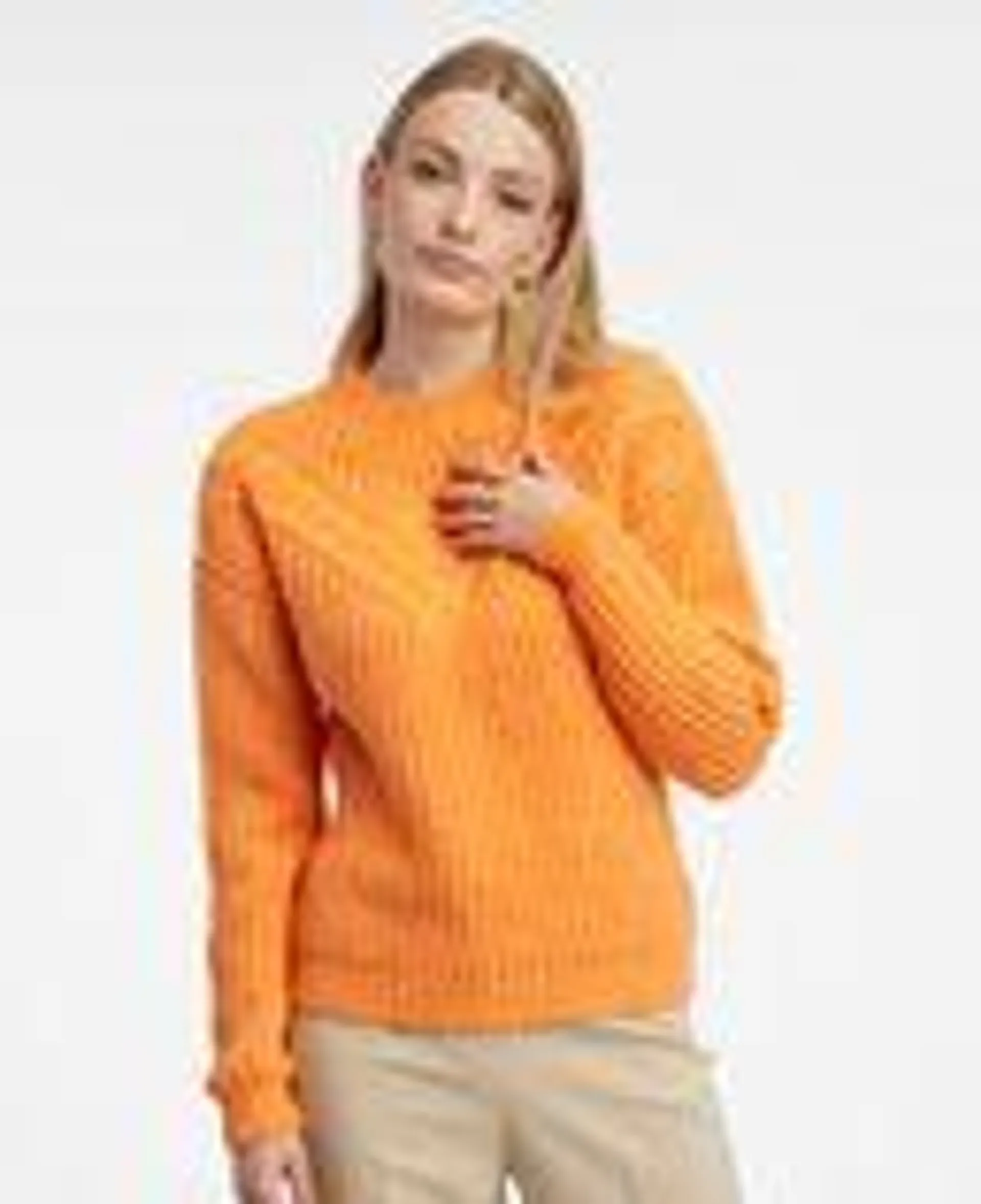 Orangefarbener Damen-Ripp-Pullover ORSAY