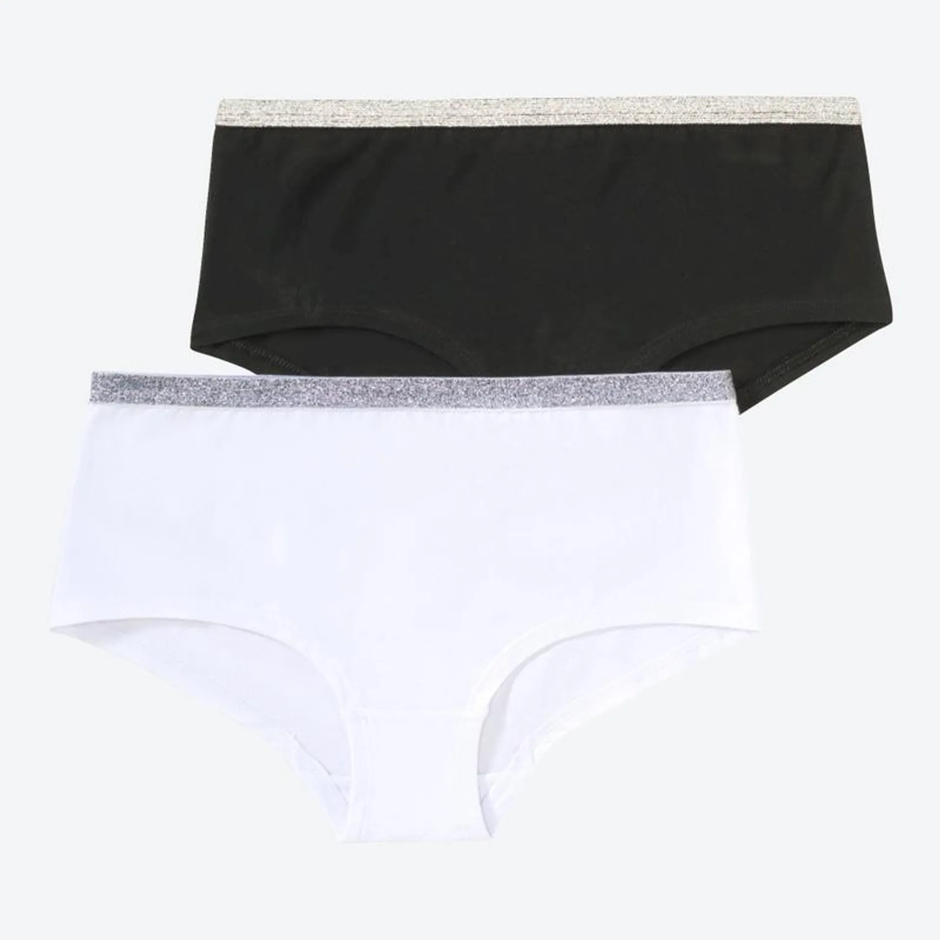 Teener-Mädchen-Panty mit Kontrastbund, 2er-Pack