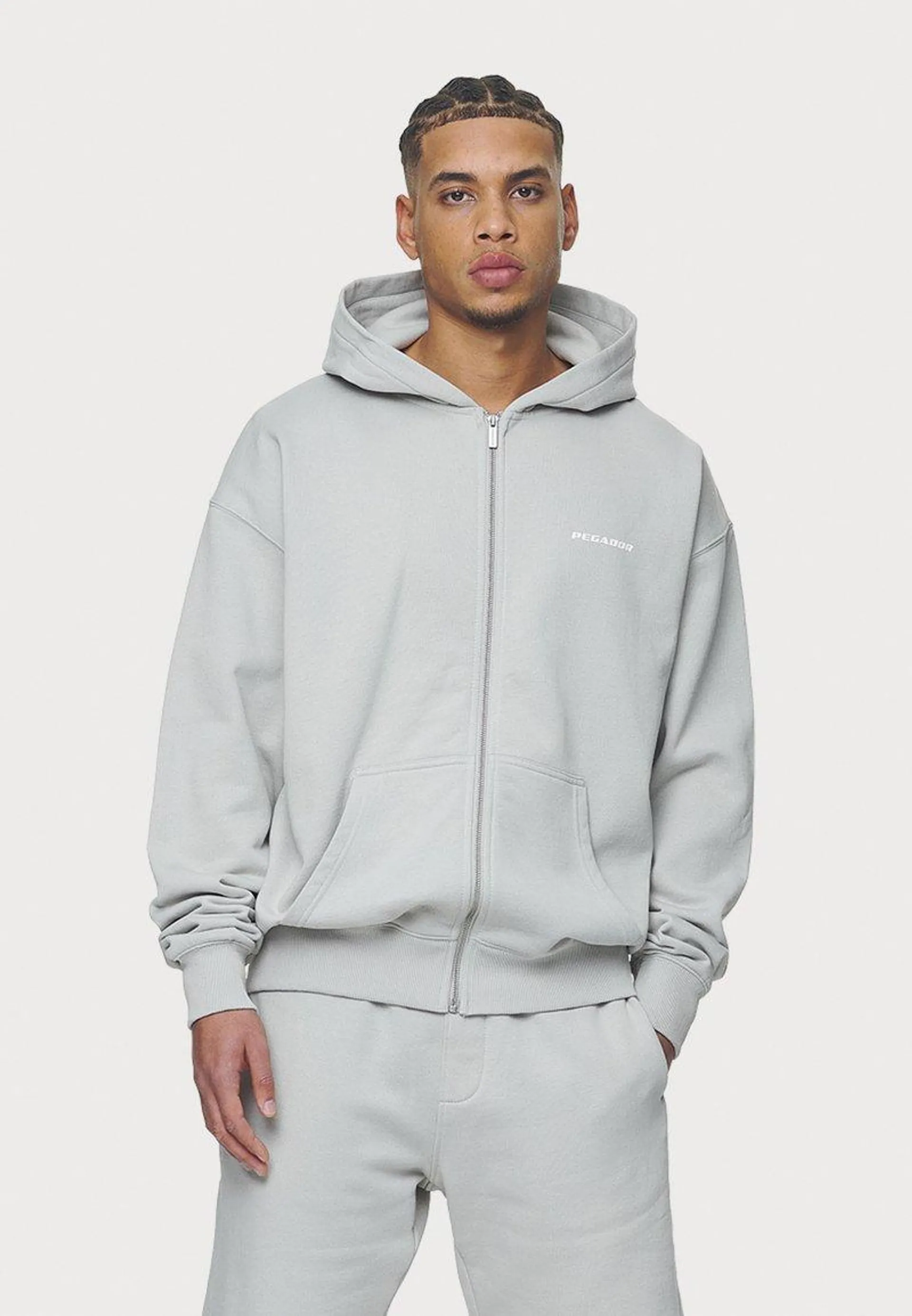 LOGO - Zip-up sweatshirt - washed pearl grey