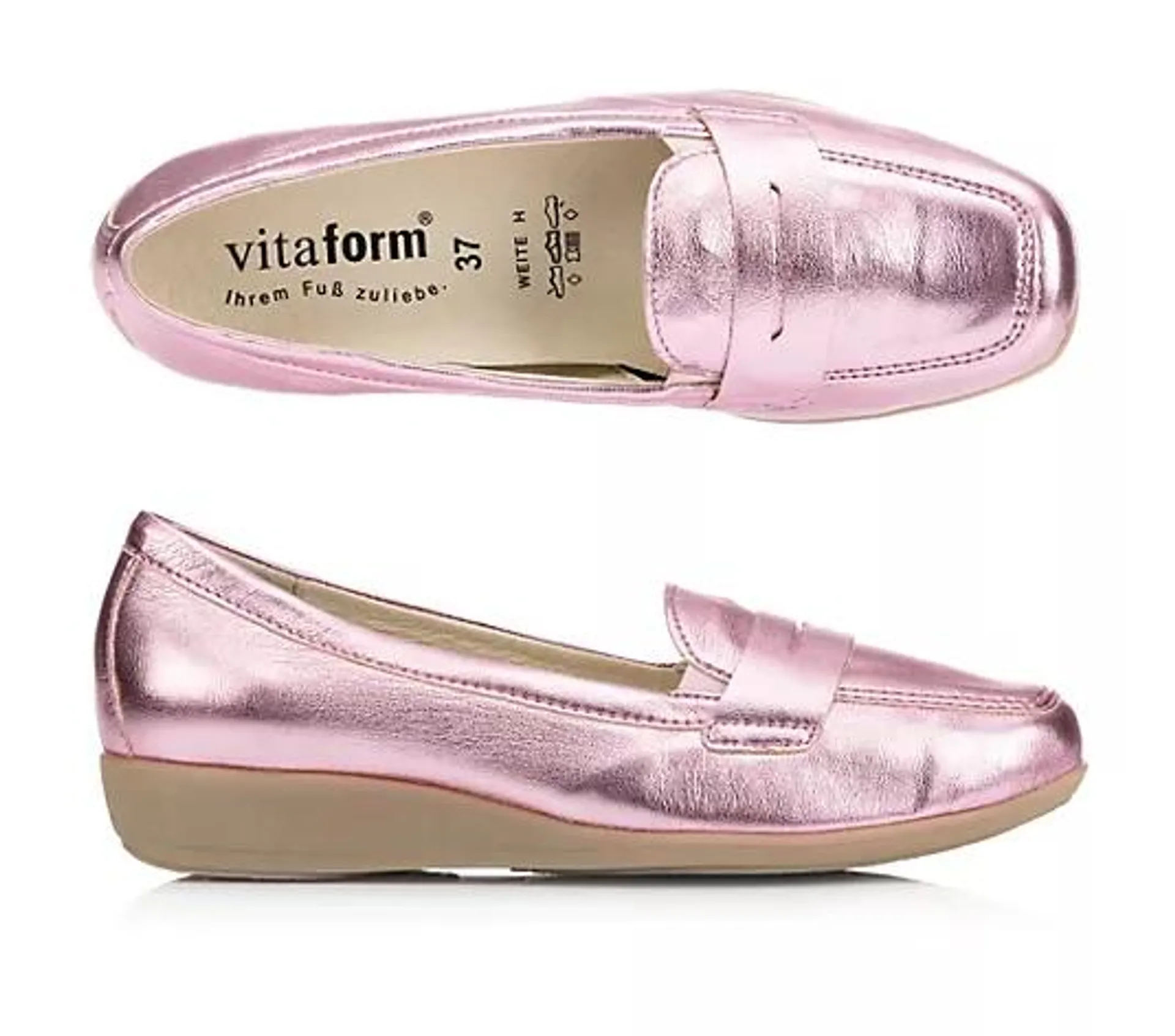 VITAFORM Damen-Slipper Stretchmaterial Metallic Sohle Hilka