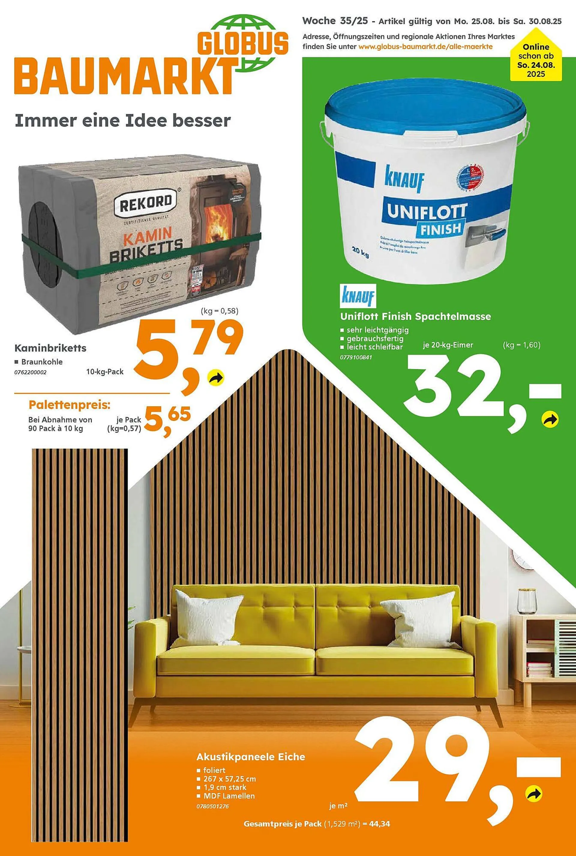 Globus Baumarkt Prospekt von 24. August bis 30. August 2025 - Prospekt seite 1
