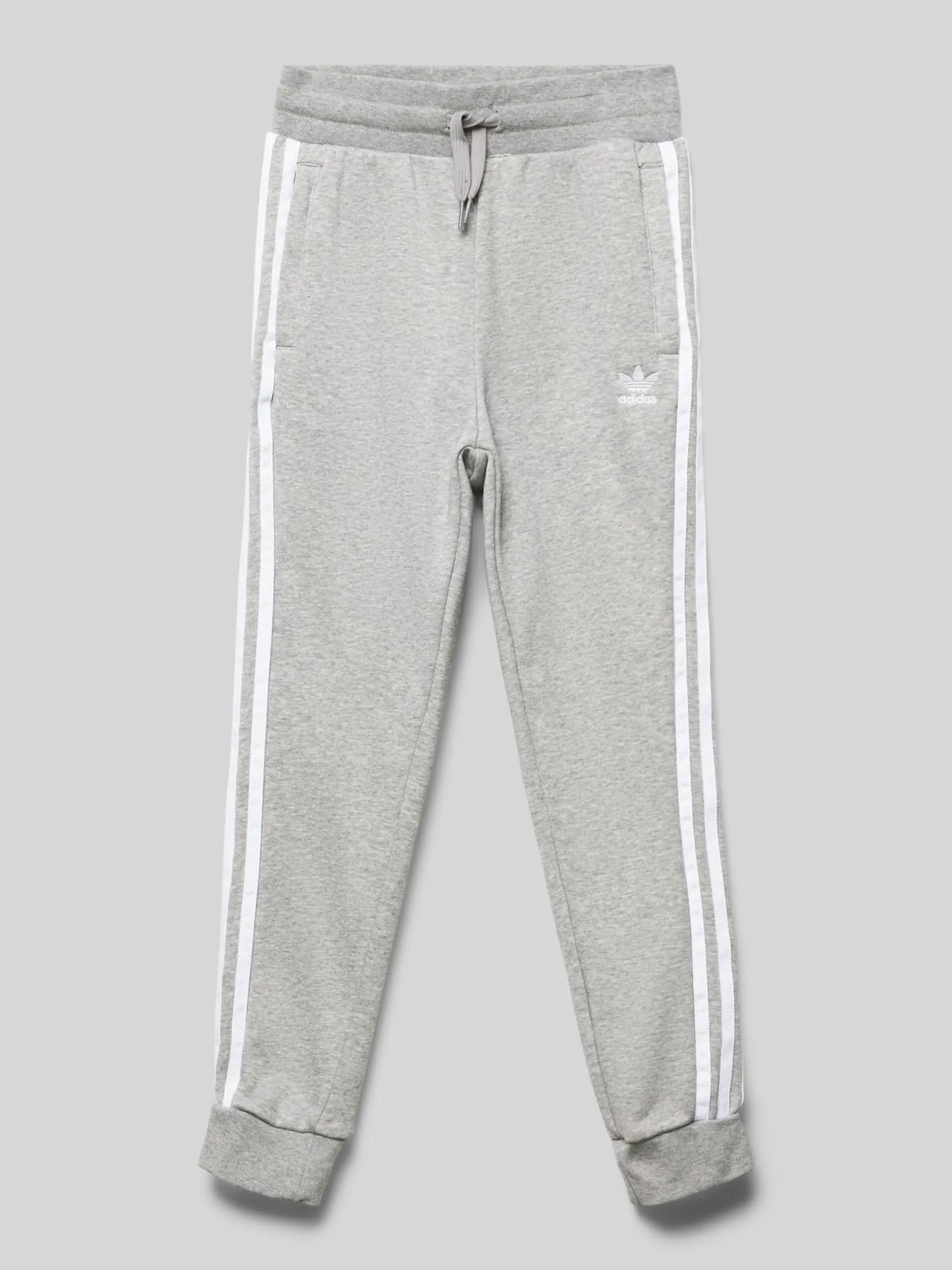 Regular Fit Sweatpants mit Label-Stitching Modell 'TREFOIL' in mittelgrau melange