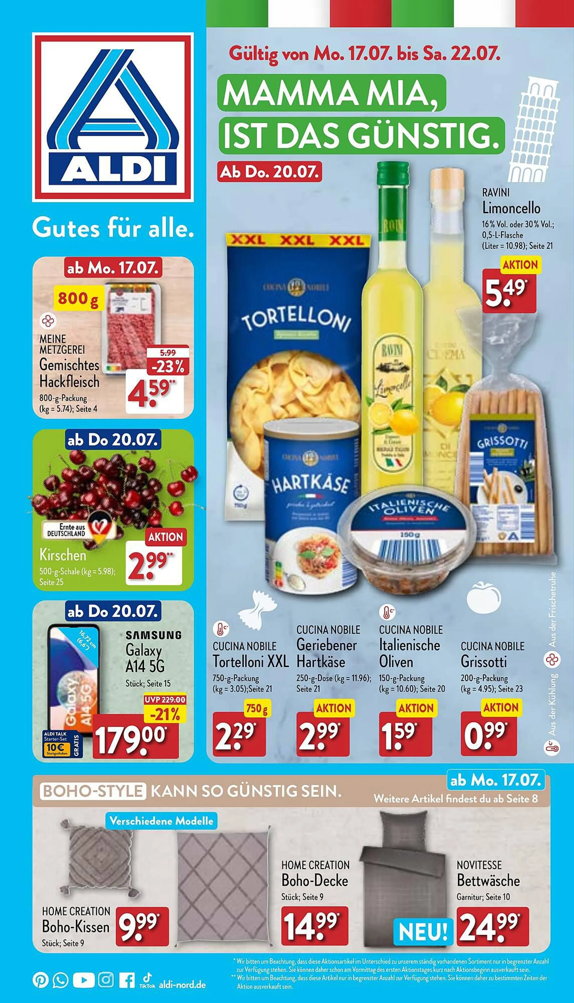 Aldi Nord Prospekt von 17. Juli bis 22. Juli 2023 - Prospekt seite 1