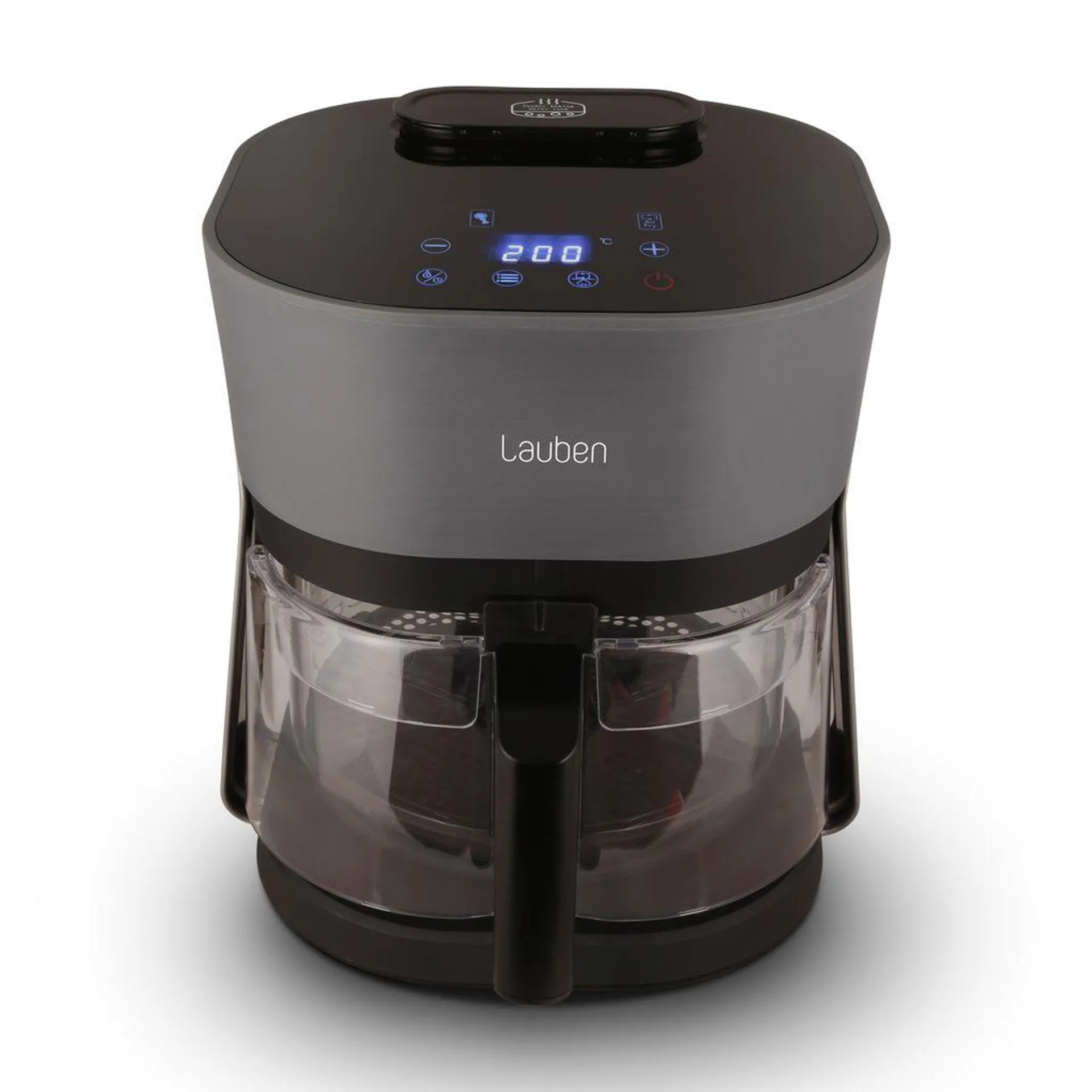 Lauben Glass&SteamAir® Fryer 4500BG, Heißluftfritteuse mit Glasfrittierkorb, 1300 W, 8 Programme, 4,5 Liter, Dampffunktion, 360° Heißluftzirkulation