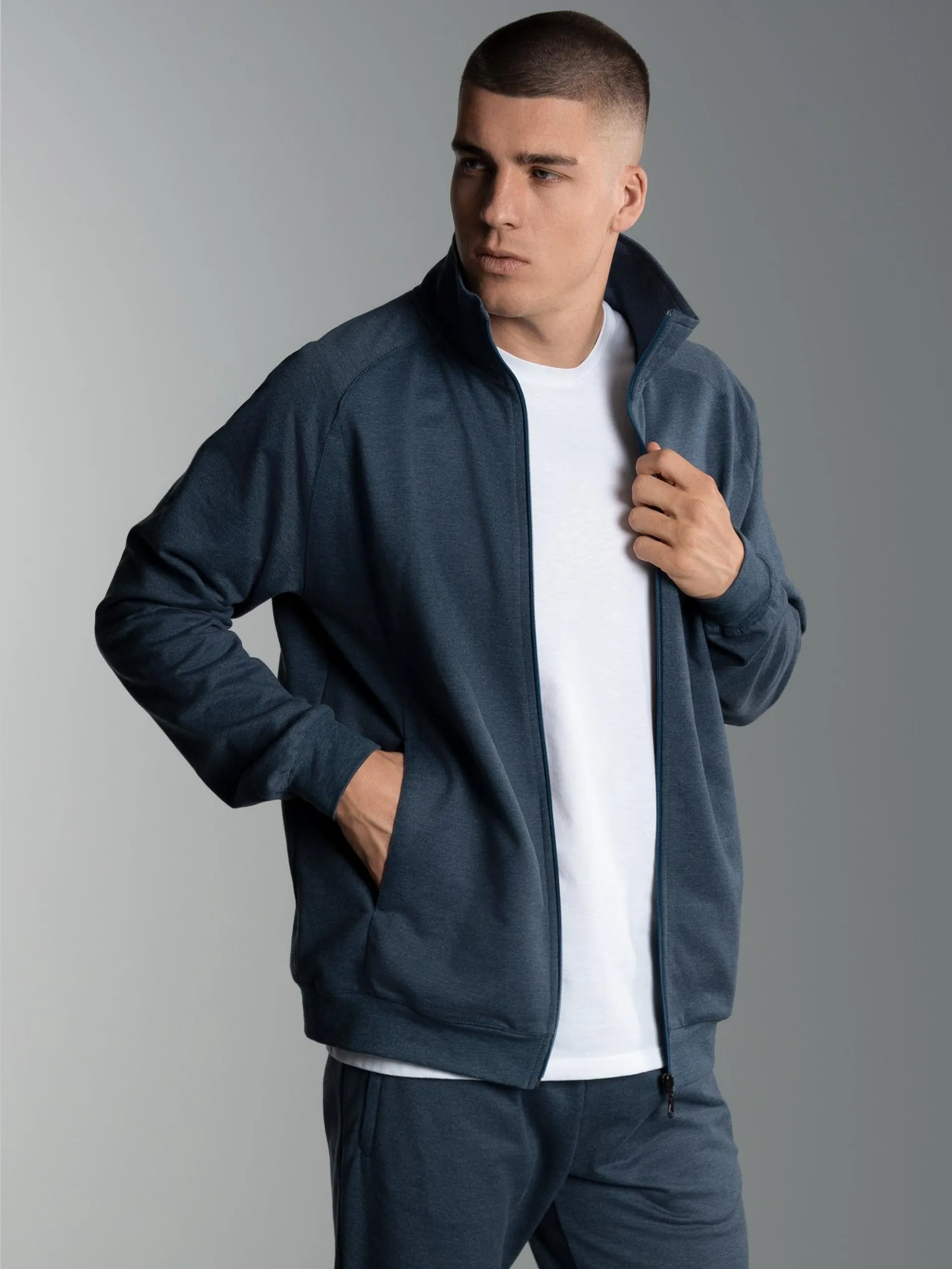 Raglanjacke aus Sweat-Qualität Nightblue-melange