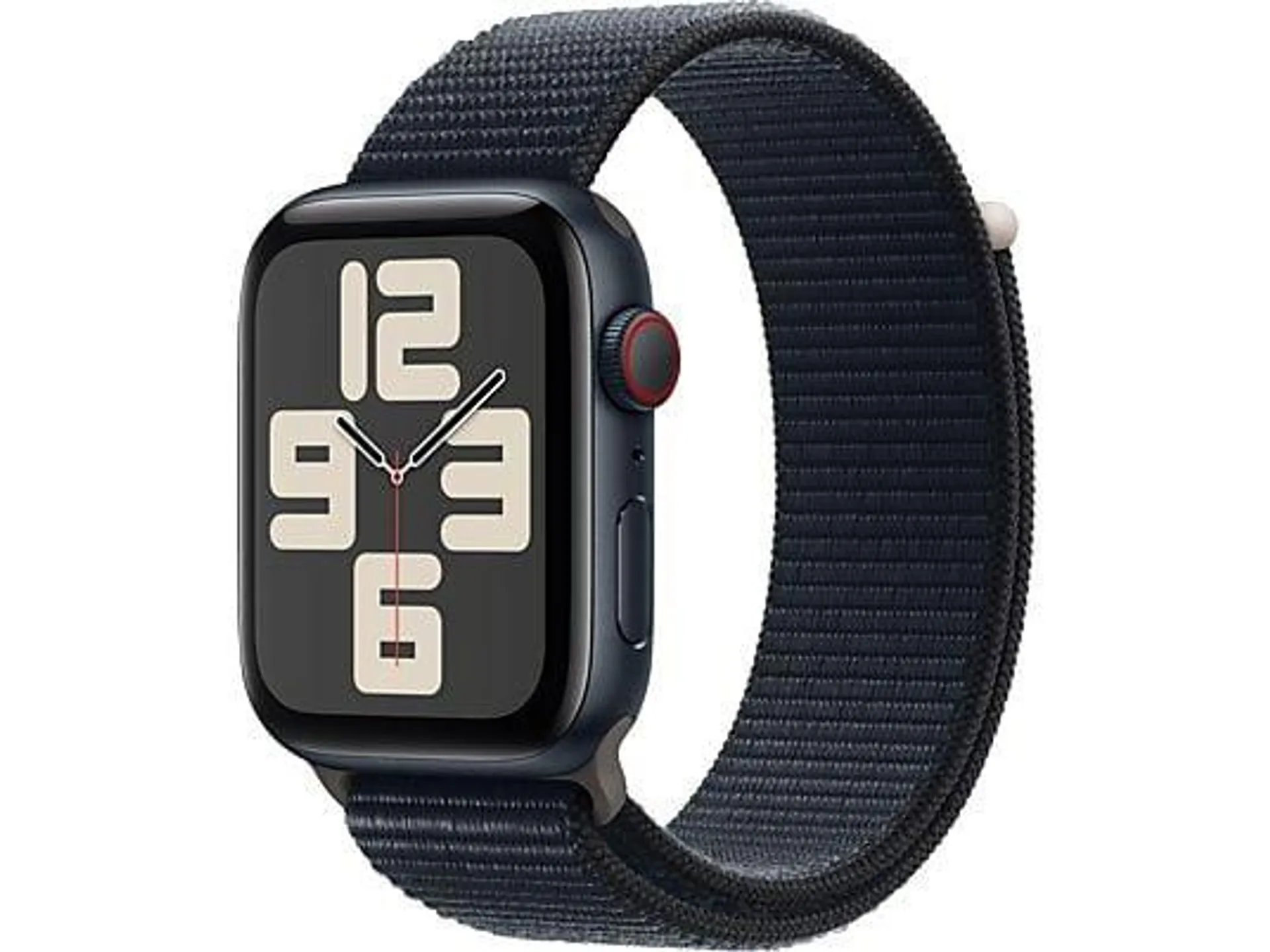 APPLE Watch SE (2023) GPS+Cellular 44 mm Smartwatch Aluminium Textil Carbon Neutral, 130-200 mm, Mitternacht