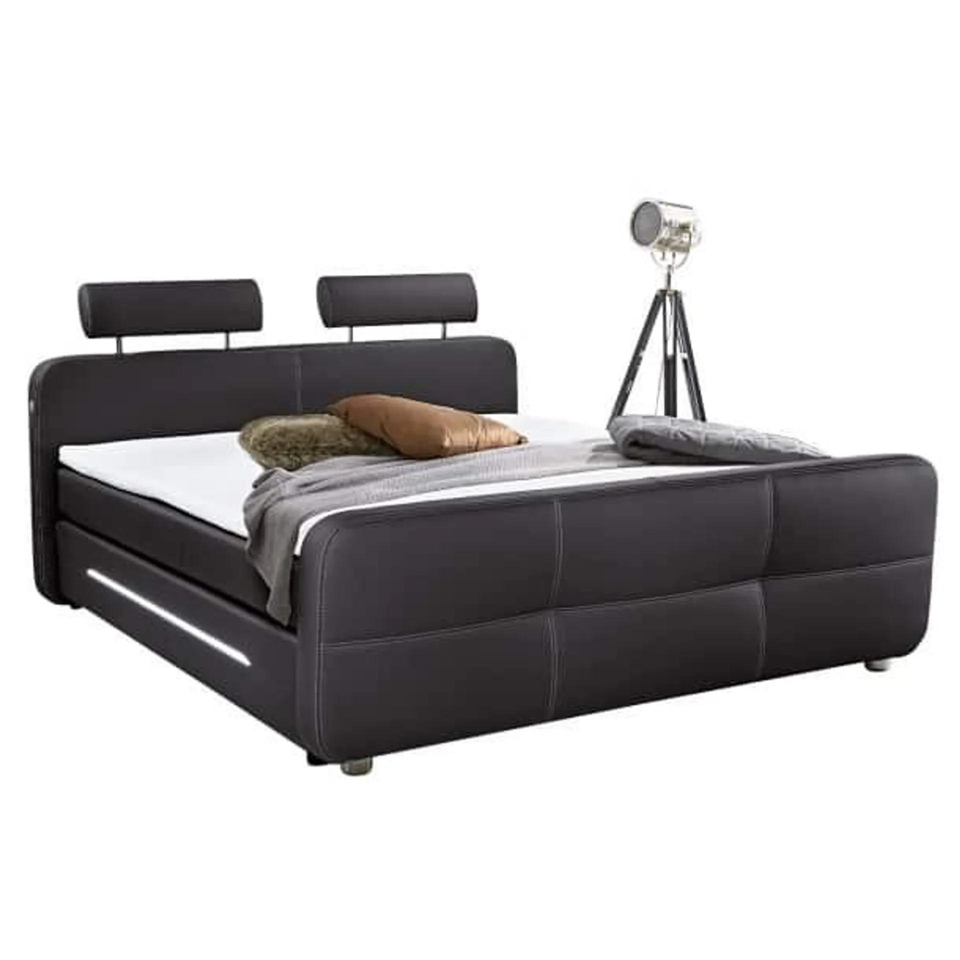 Boxspringbett Gina Lederlook Schwarz ca. 180 x 200 cm