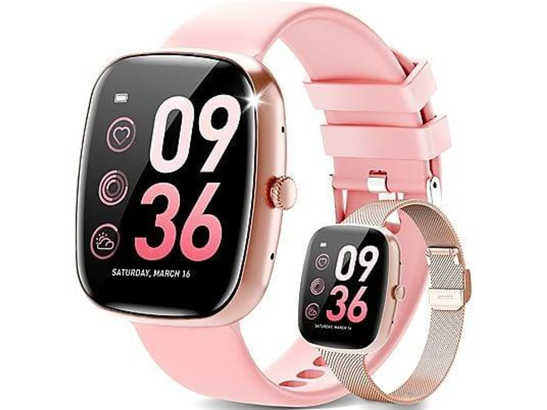 RAYOFI Z9 Smartwatch Herren Damen ，1.83" Zoll Fitnessuhr Smartwatch Silikon, 240 mm, Rosa