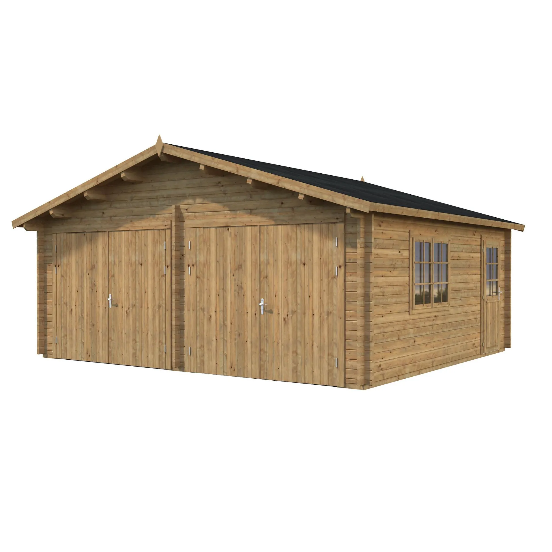 Blockbohlen-Garage, BxT: 575 x 510 cm (Außenmaße), Holz