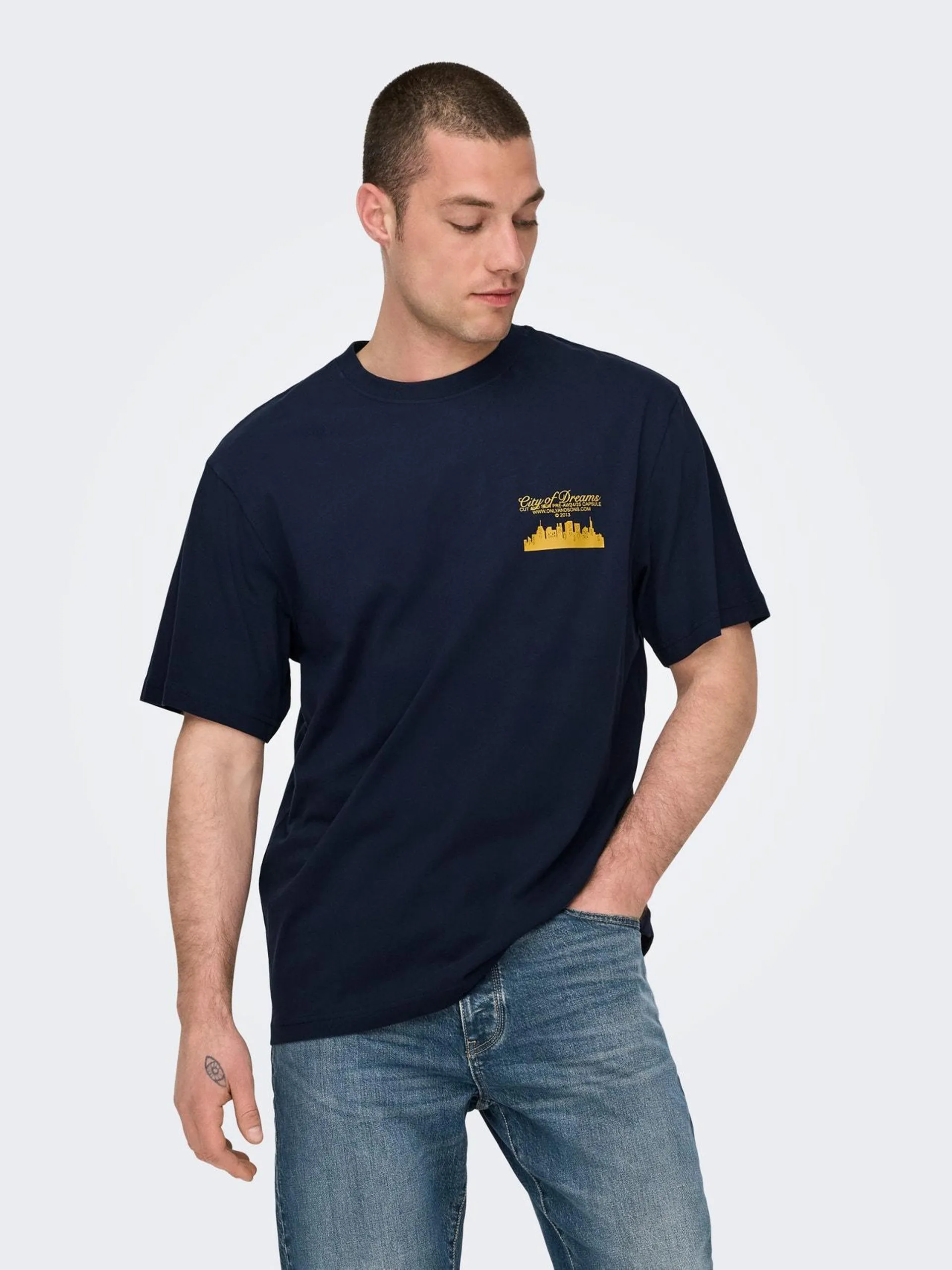 Locker geschnitten Rundhals T-Shirt