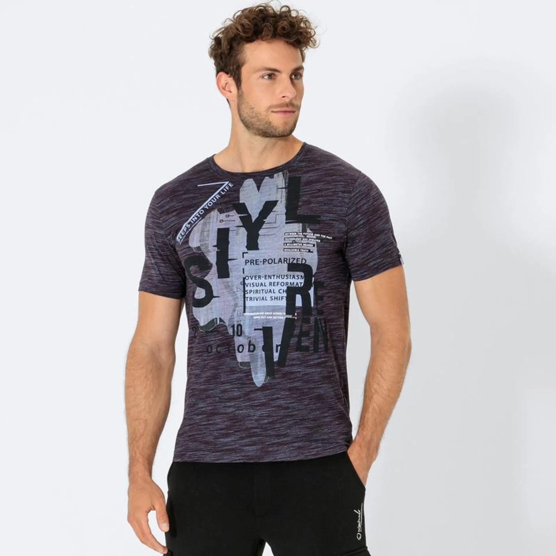 Herren-T-Shirt mit trendigem Melange-Effekt