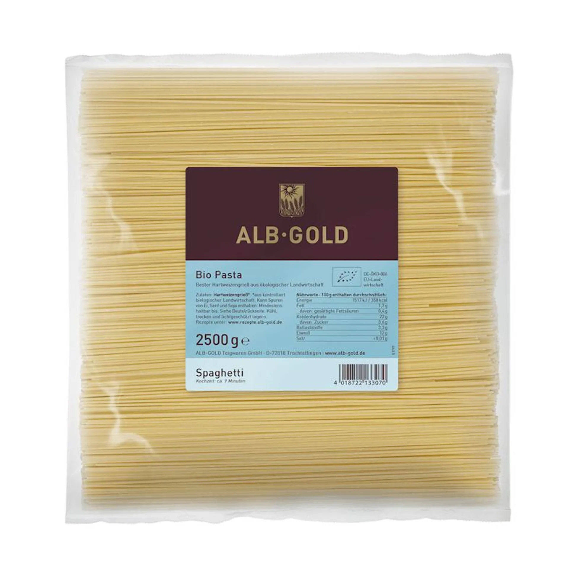 ALB-GOLD Bio Hartweizen Pasta Spaghetti 10kg (4 Beutel á 2,5kg)