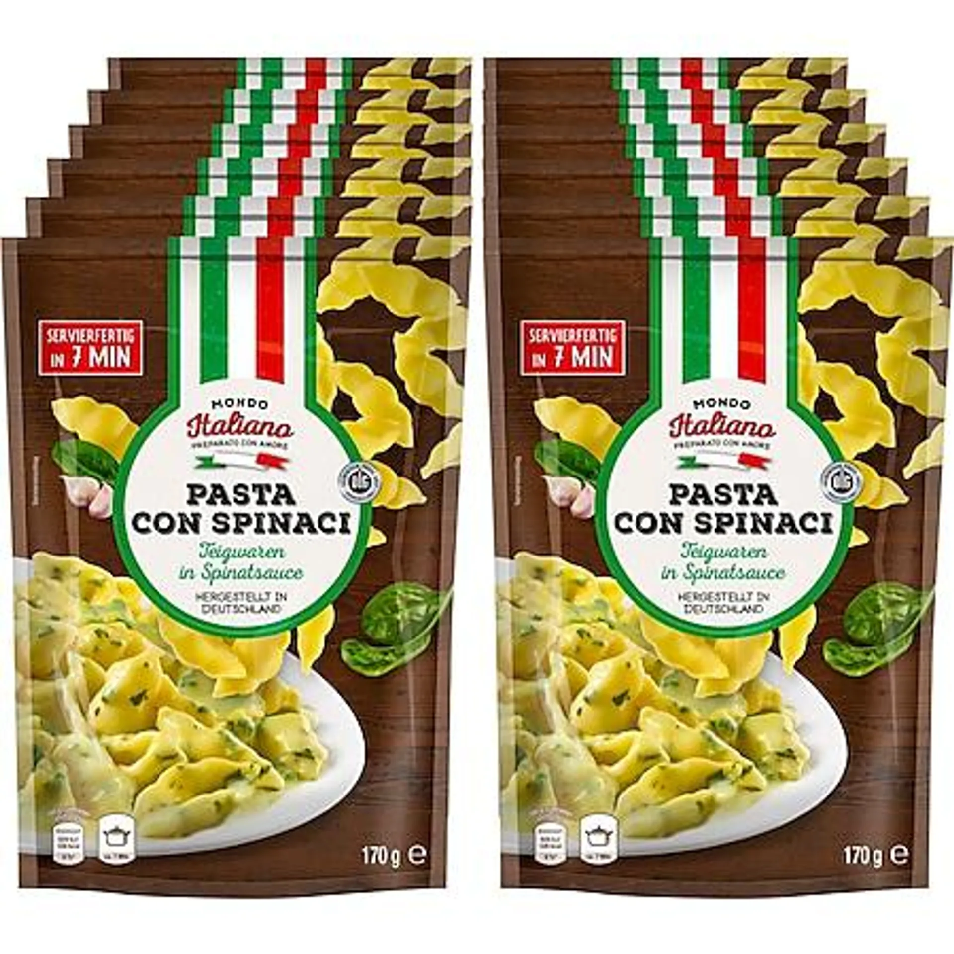 Mondo Italiano Pasta Con Spinaci 170 g, 12er Pack