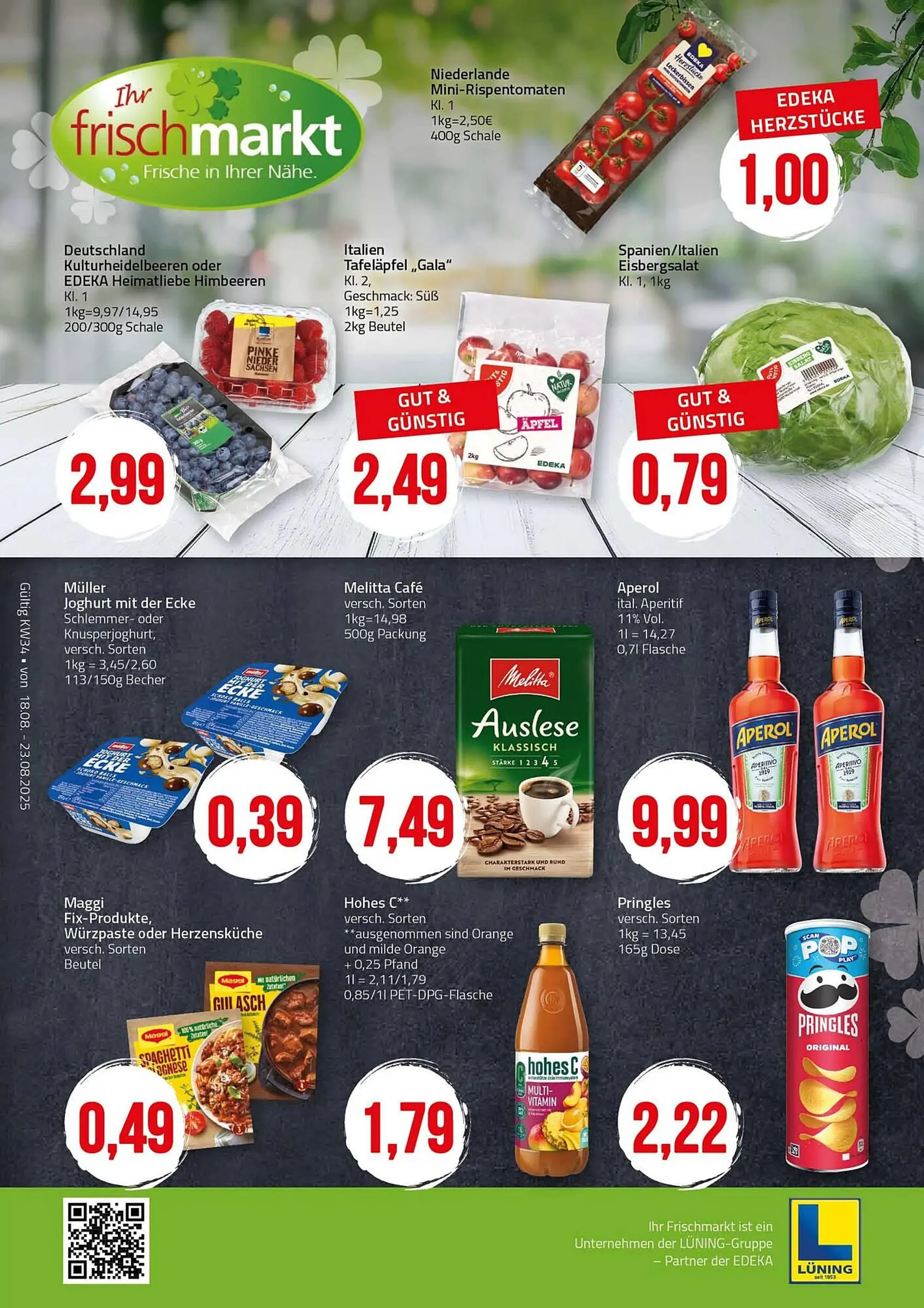 Ihr Frischmarkt Prospekt von 18. August bis 23. August 2025 - Prospekt seite 1